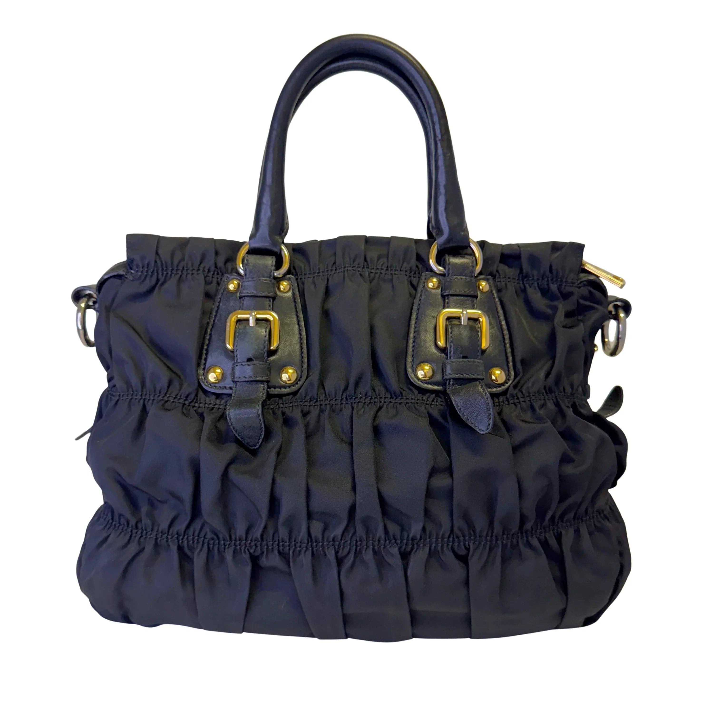 Prada Black Tessuto Nylon x Leather Tote Bag