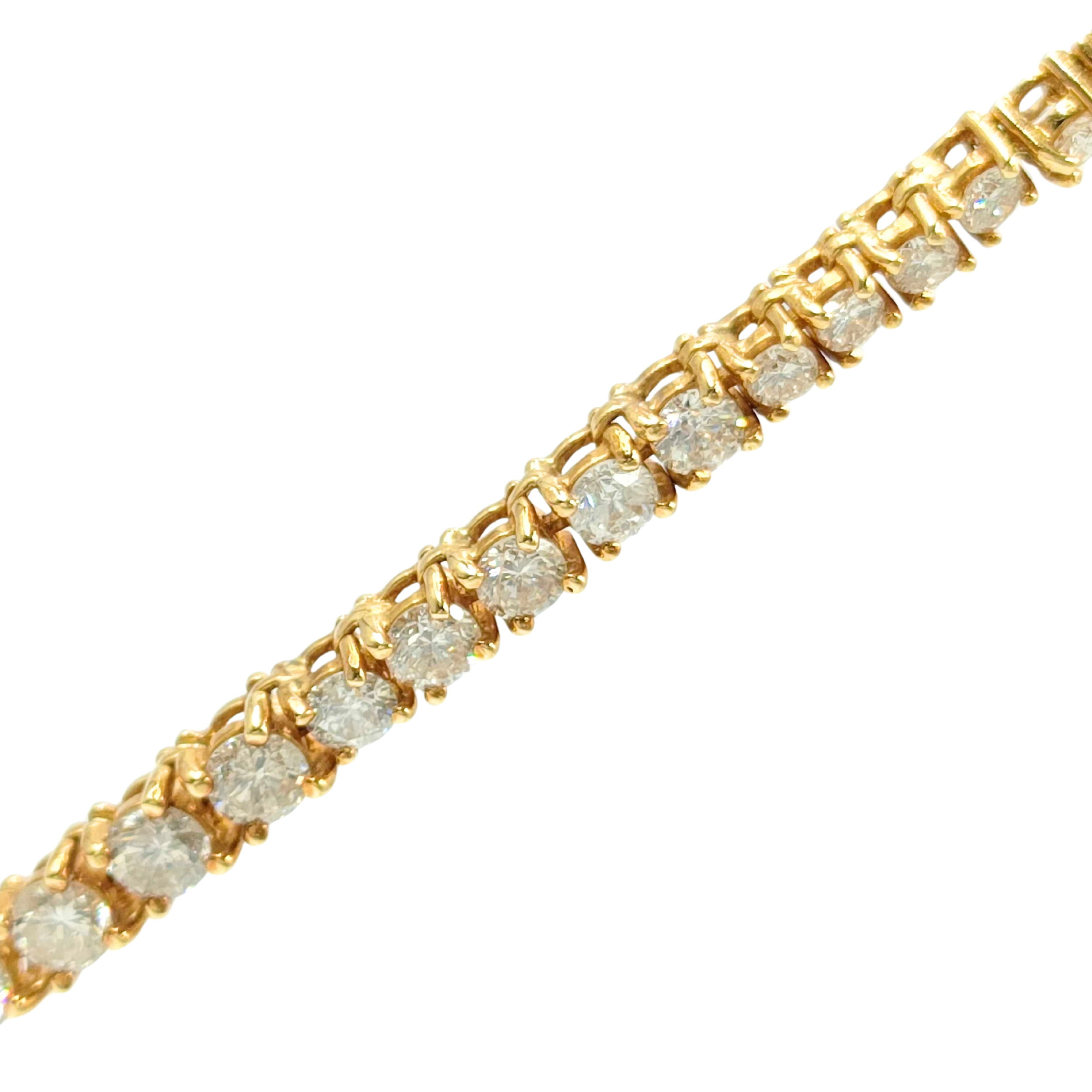 10.0ct 18k Yellow Gold Natural Diamond Graduating Tennis Necklace