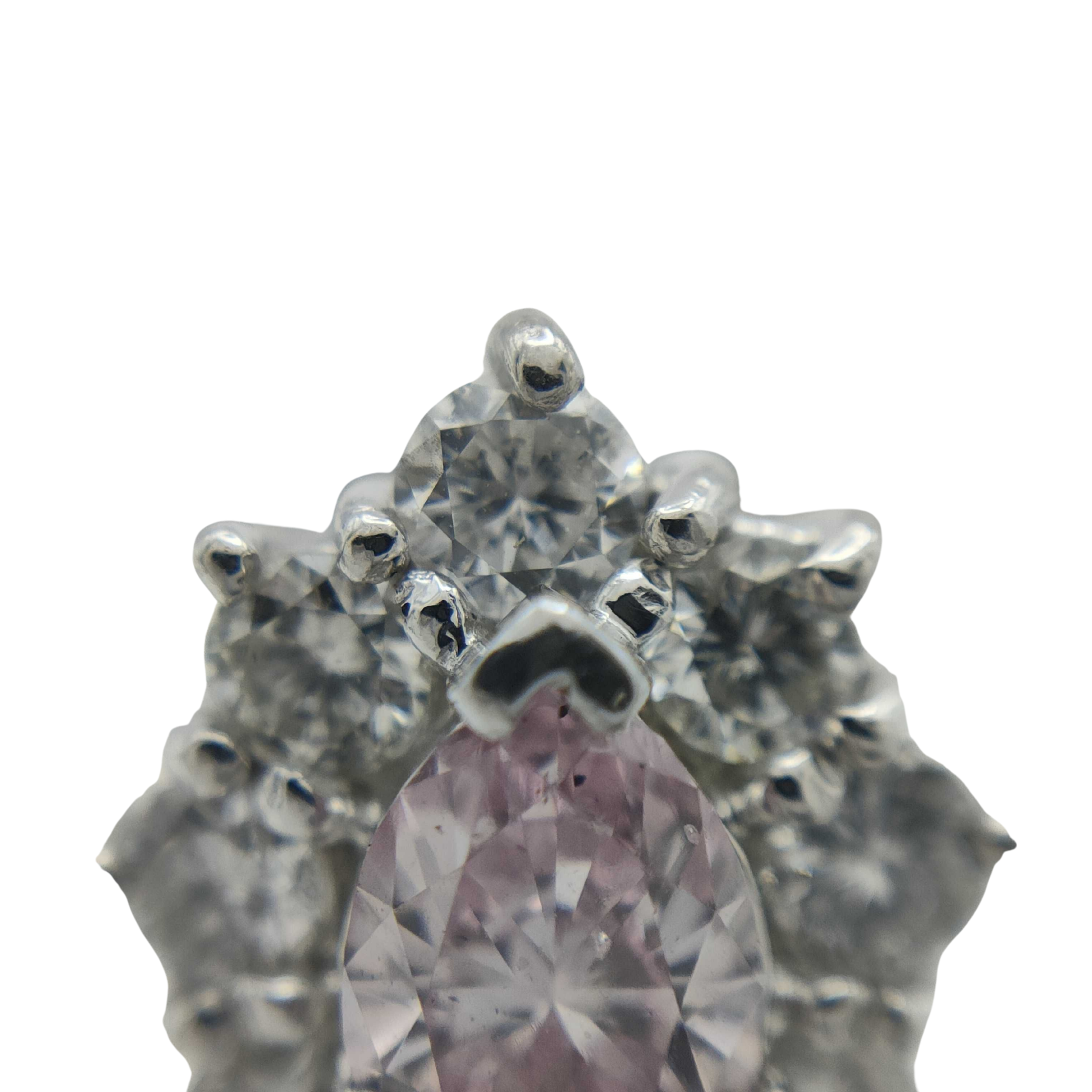 0.28Ct Natural Pink Diamond & 0.35Ct White Diamonds Halo Ring In Platinum