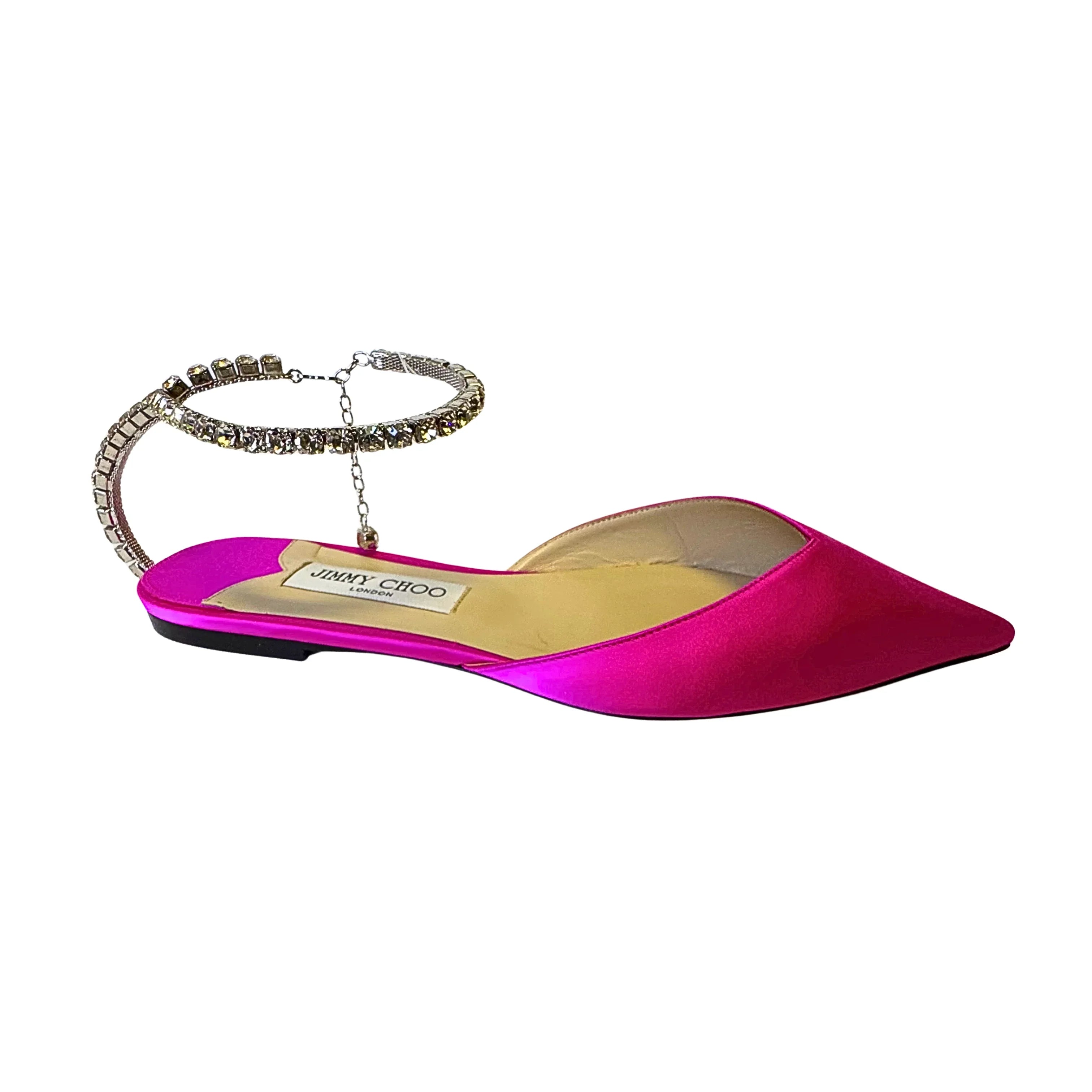 Jimmy Choo Saeda Fuchisca Satin Flats , 40 - Lost Designer
