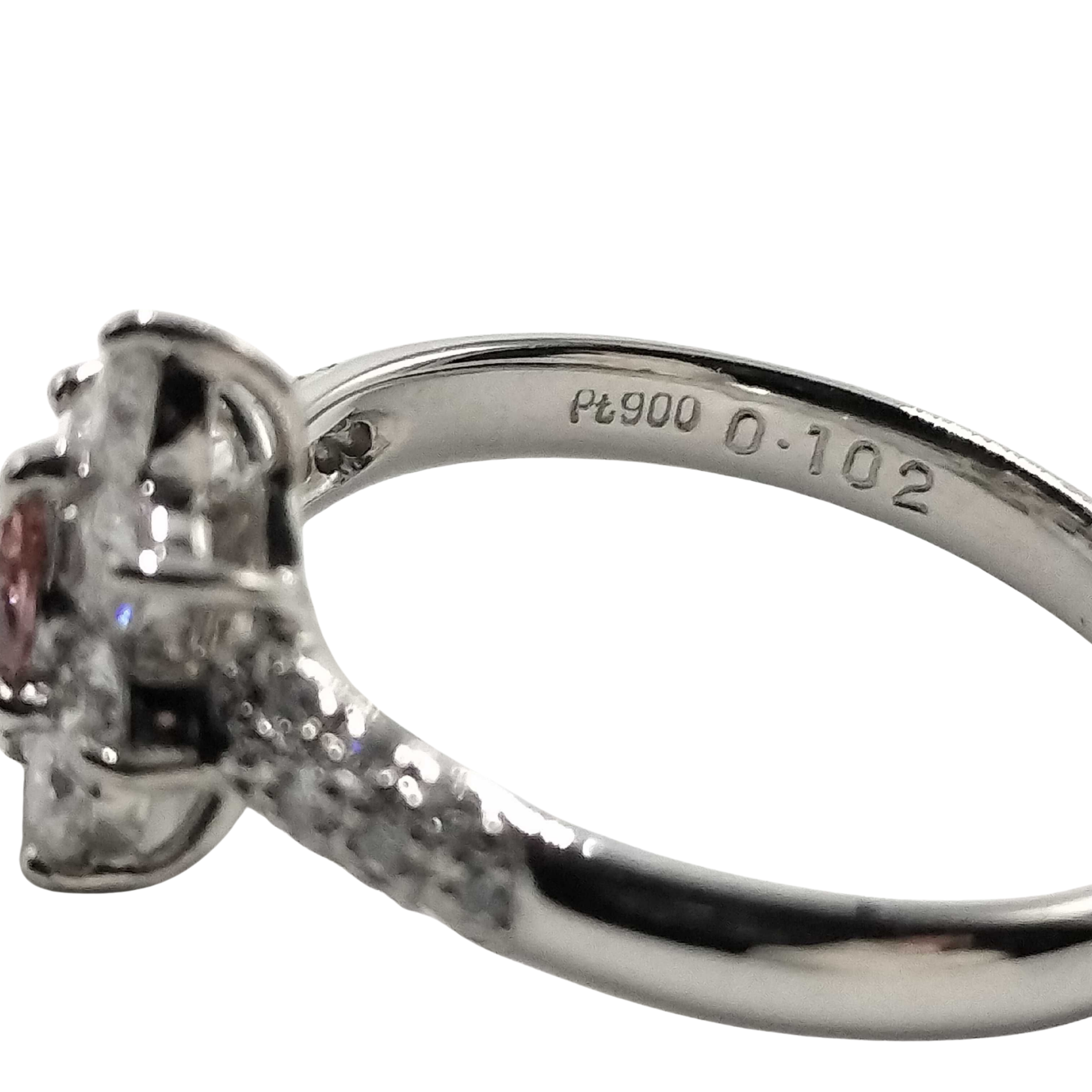0.10Ct Natural Pink Diamond & 0.53Ct White Diamonds Floral Halo Ring In Platinum
