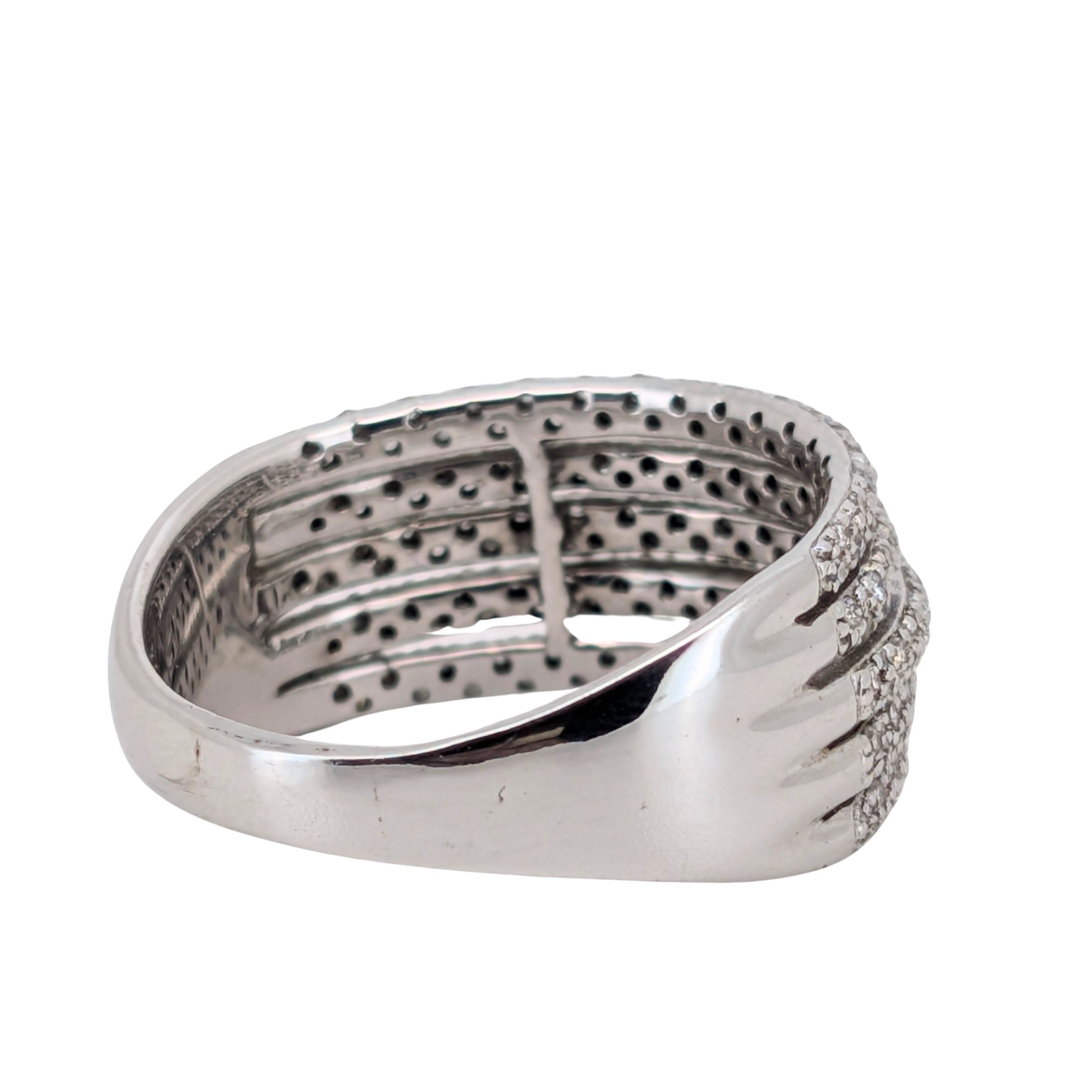 1.00Ct Natural White Diamonds Multi-Row Pavé Ring In 14K White Gold