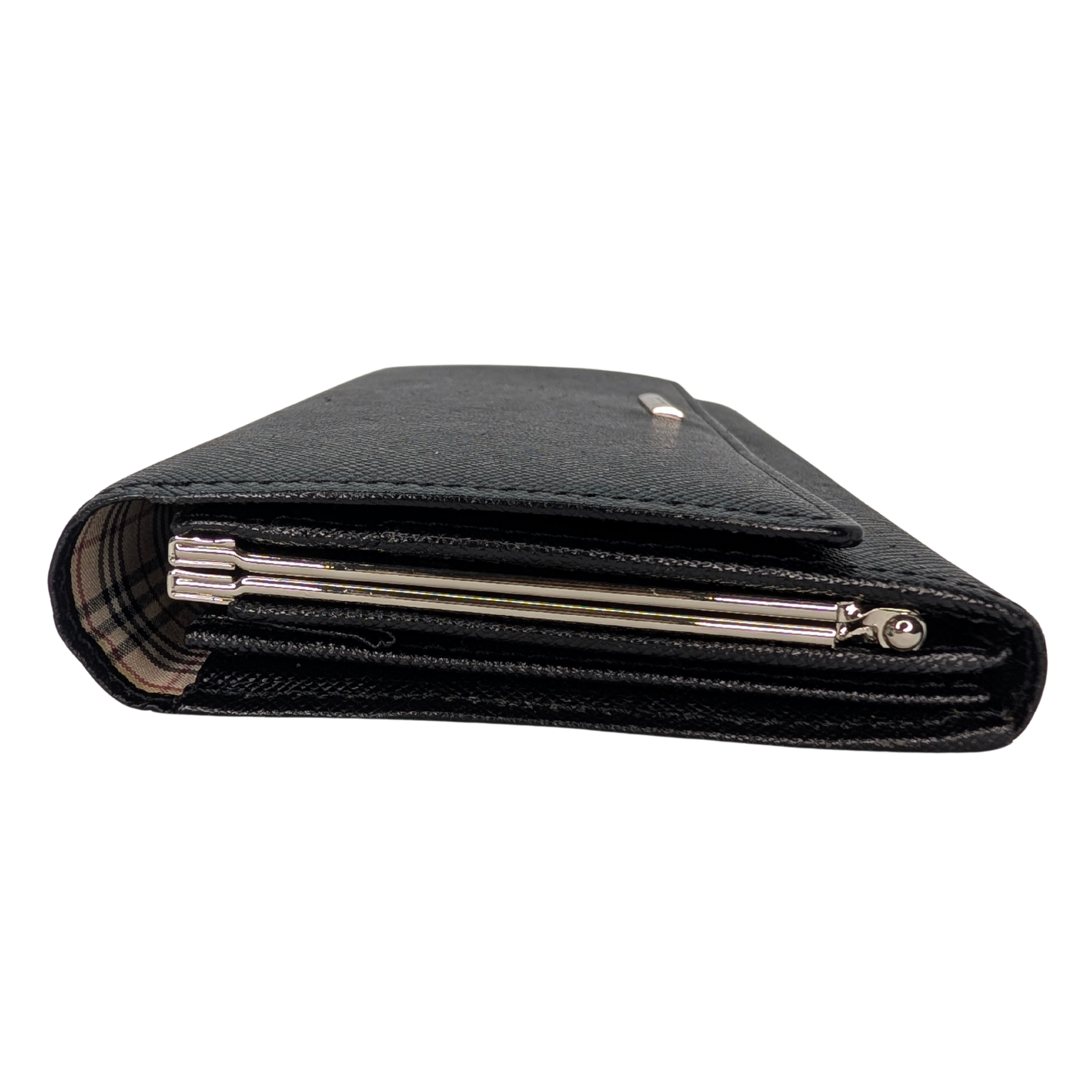 Burberry Black Long Wallet Leather Black