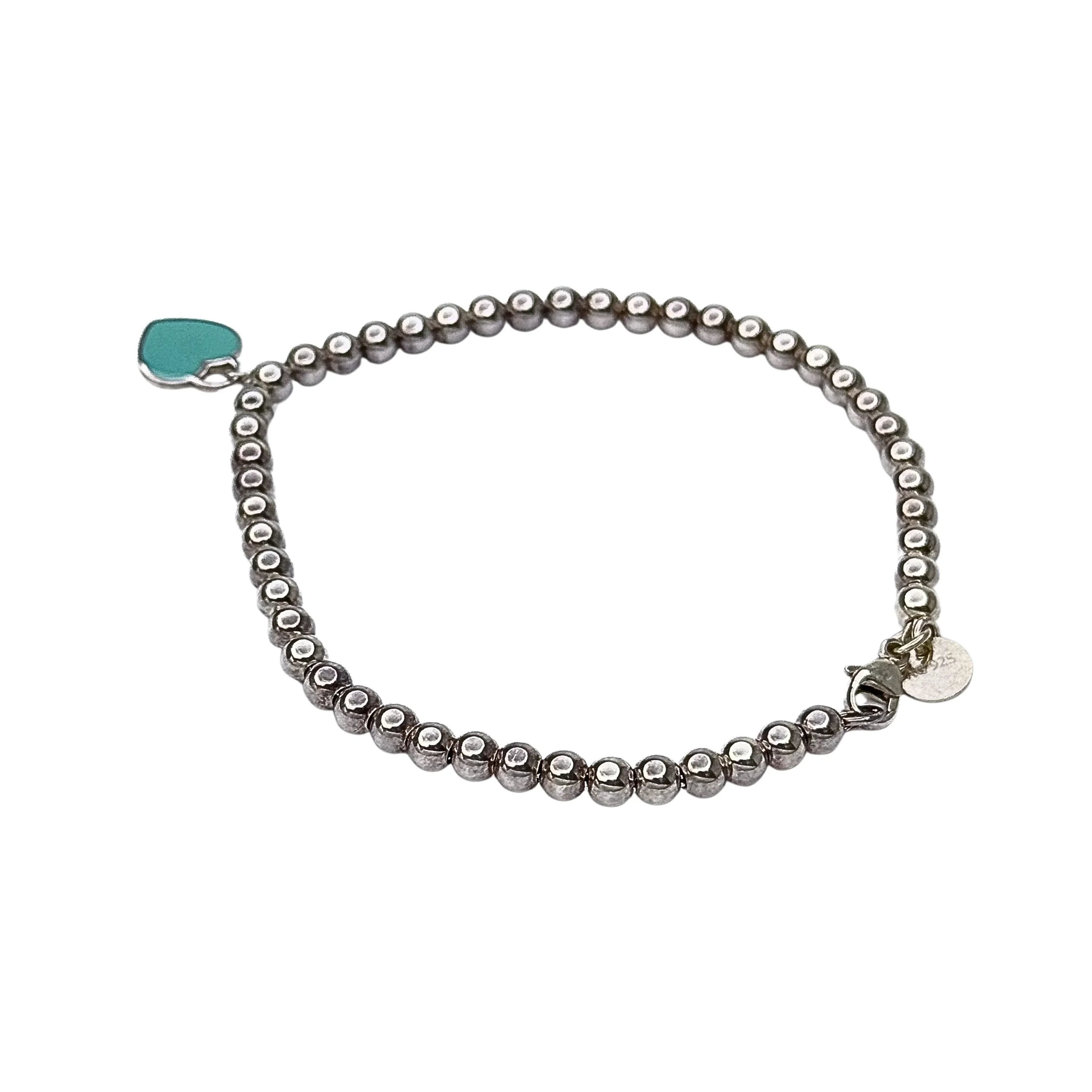 Tiffany & Co Beaded Enamel Heart Bracelet Silver - Lost Designer