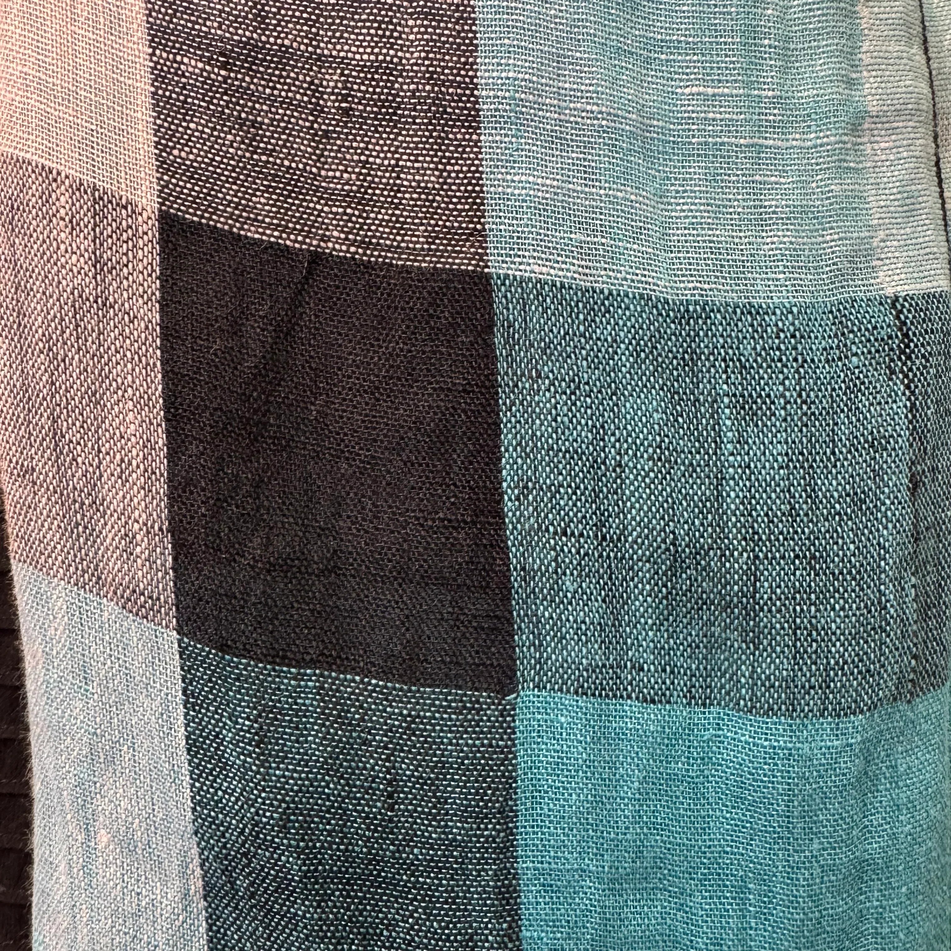 Burberry Linen Scarf Blue Check