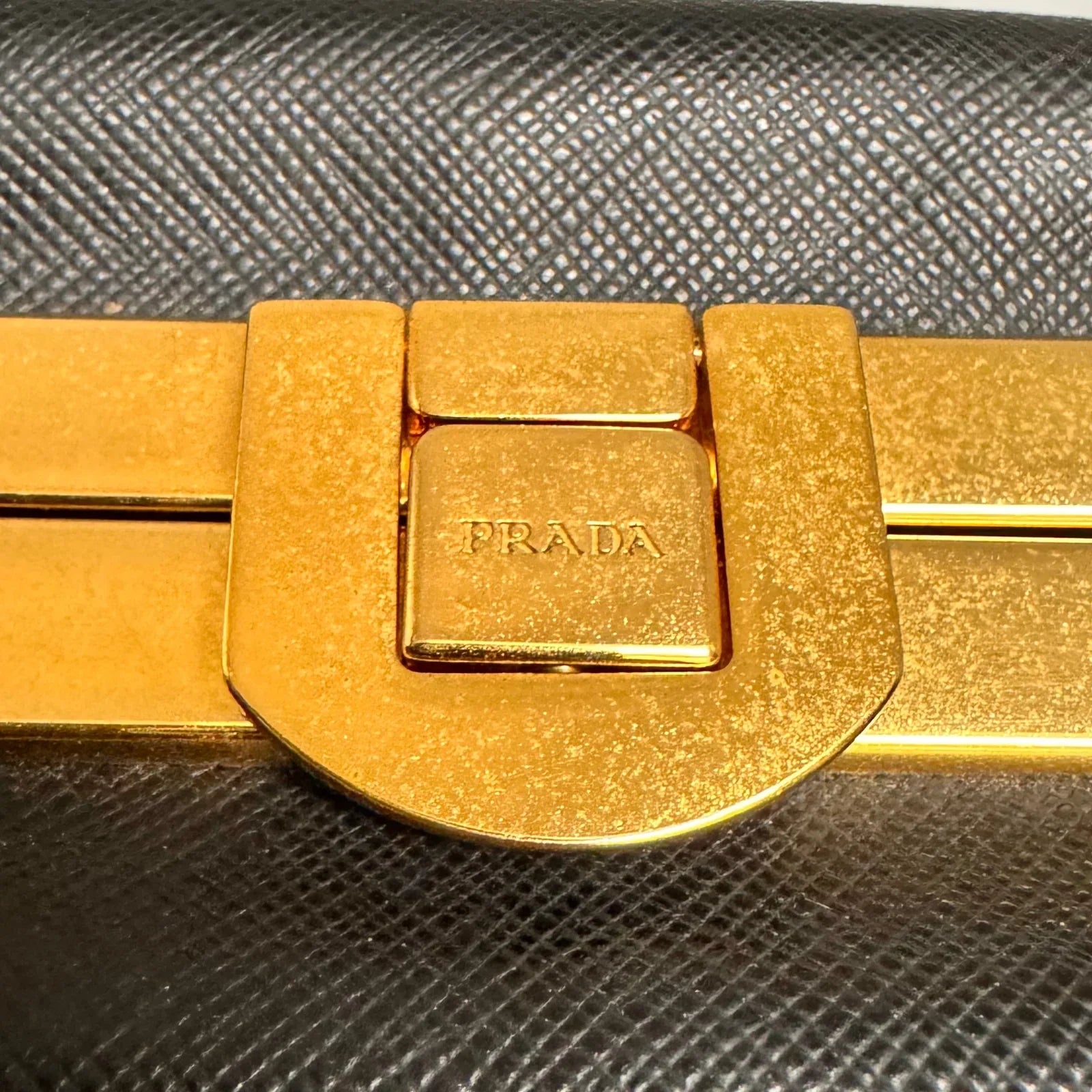 Pradaa Saffiano Lux Pyramid Bag Black