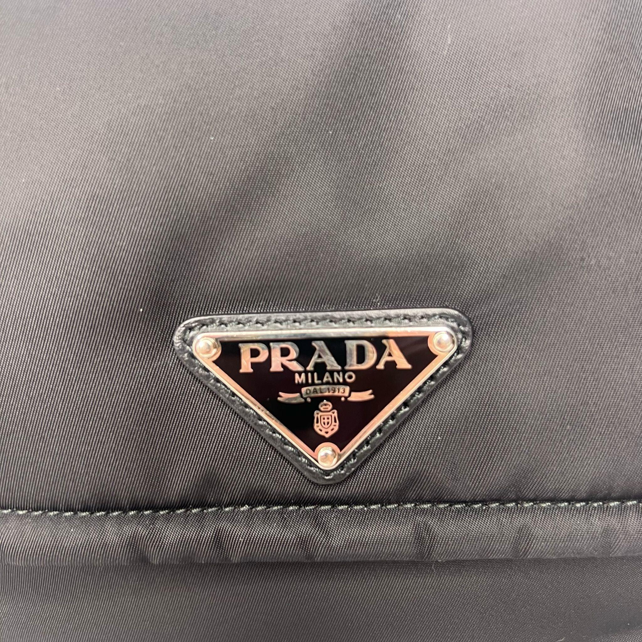 Prada Nylon Crossbody Bag with Flap Closure – Black