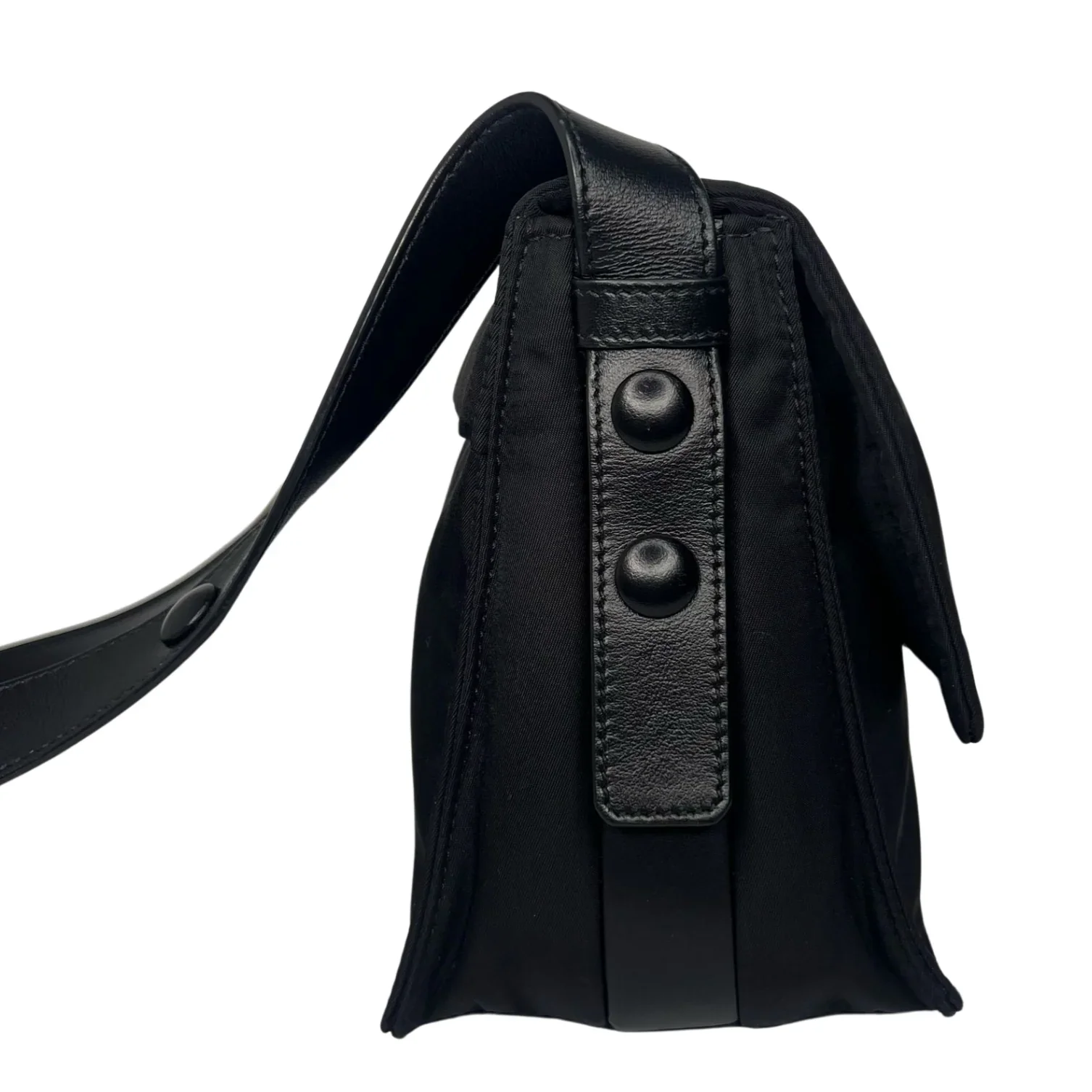 Prada Nylon Crossbody Bag with Flap Closure – Black