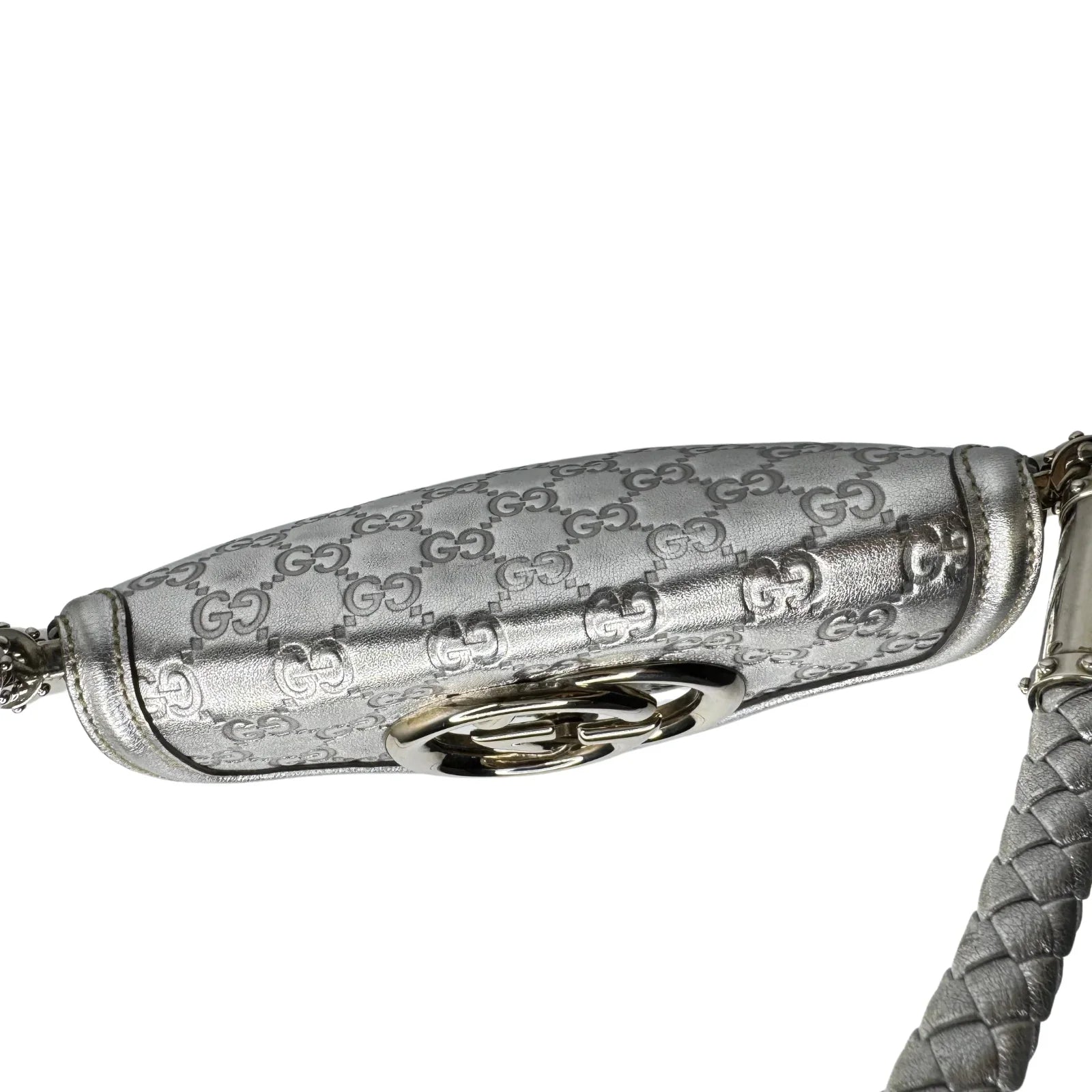 Gucci Guccissima Small Britt Tassel Shoulder Bag – Silver