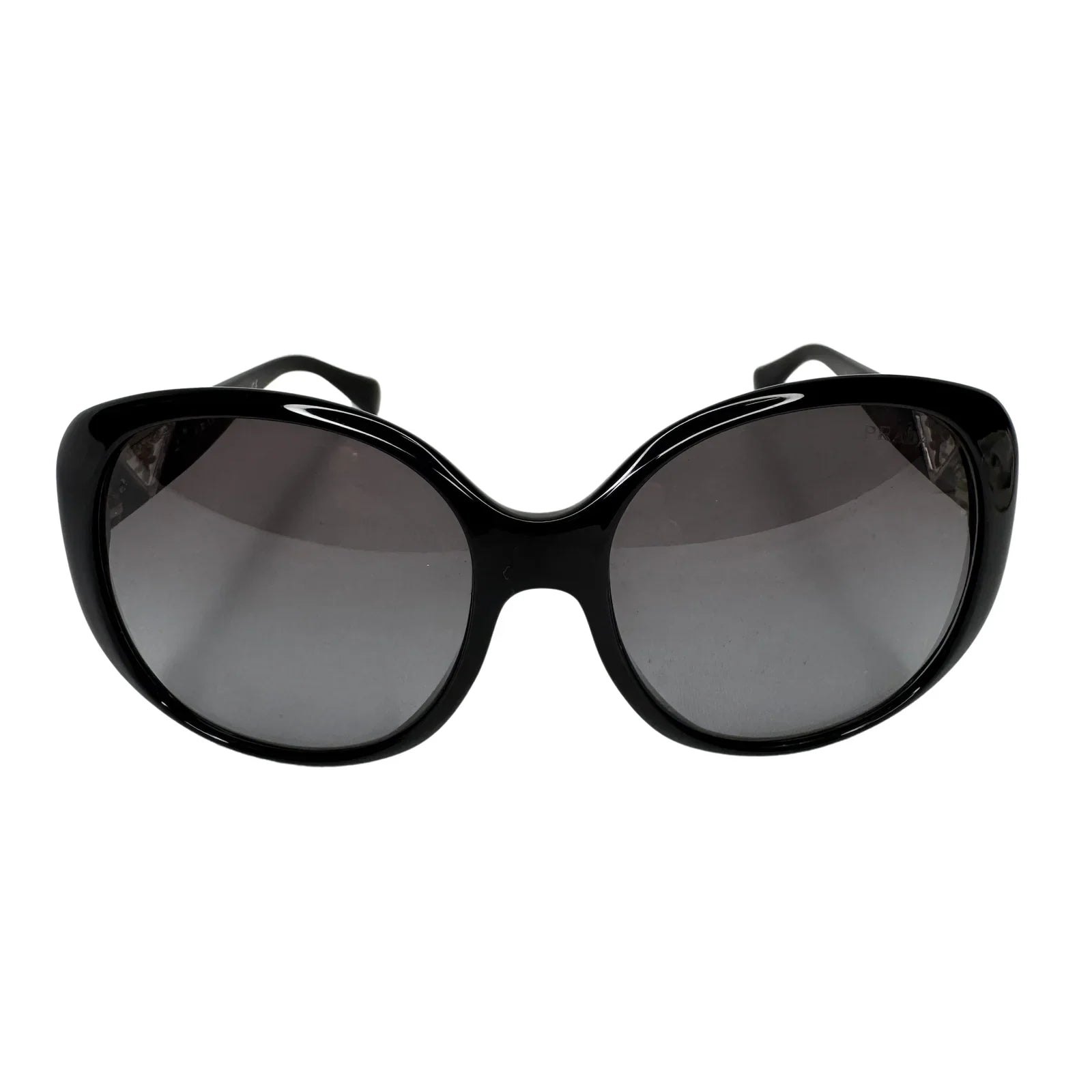 Prada SPR 150 Black Acetate Oversized Round Sunglasses