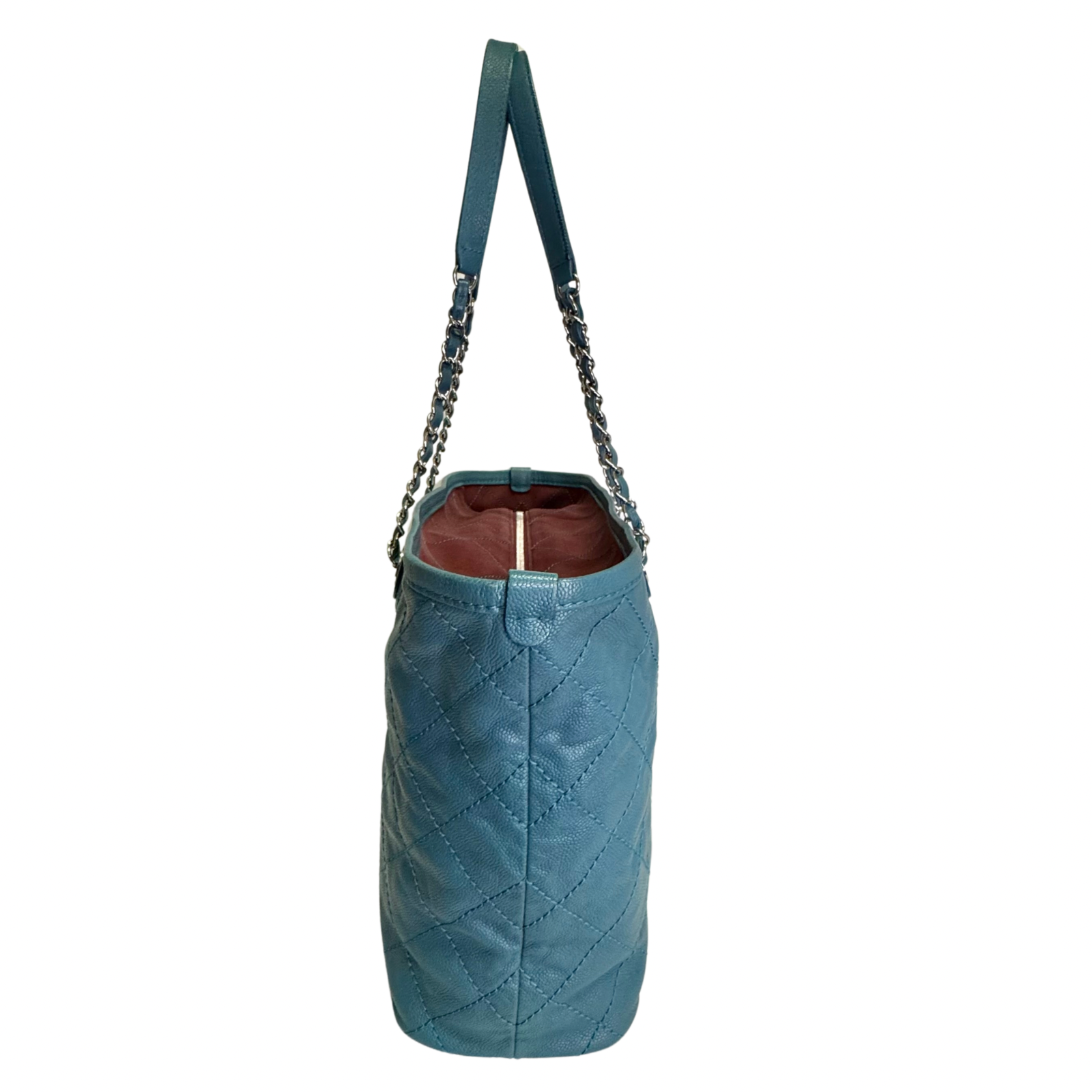 Chanel Everyday Grained Calfskin Quilted Bag Teal Blue