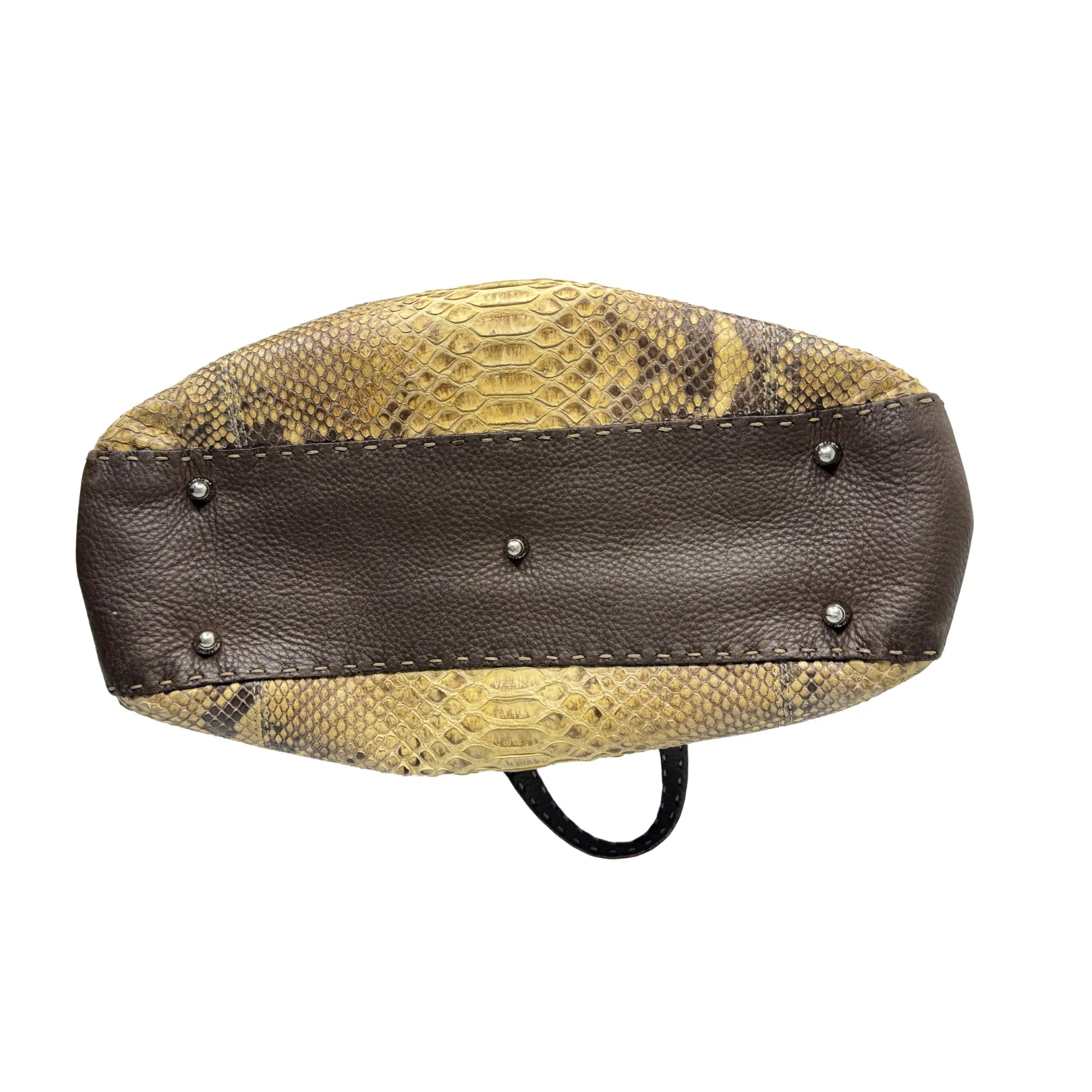 Fendi Selleria Snakeskin Leather Shoulder Bag - Lost Designer