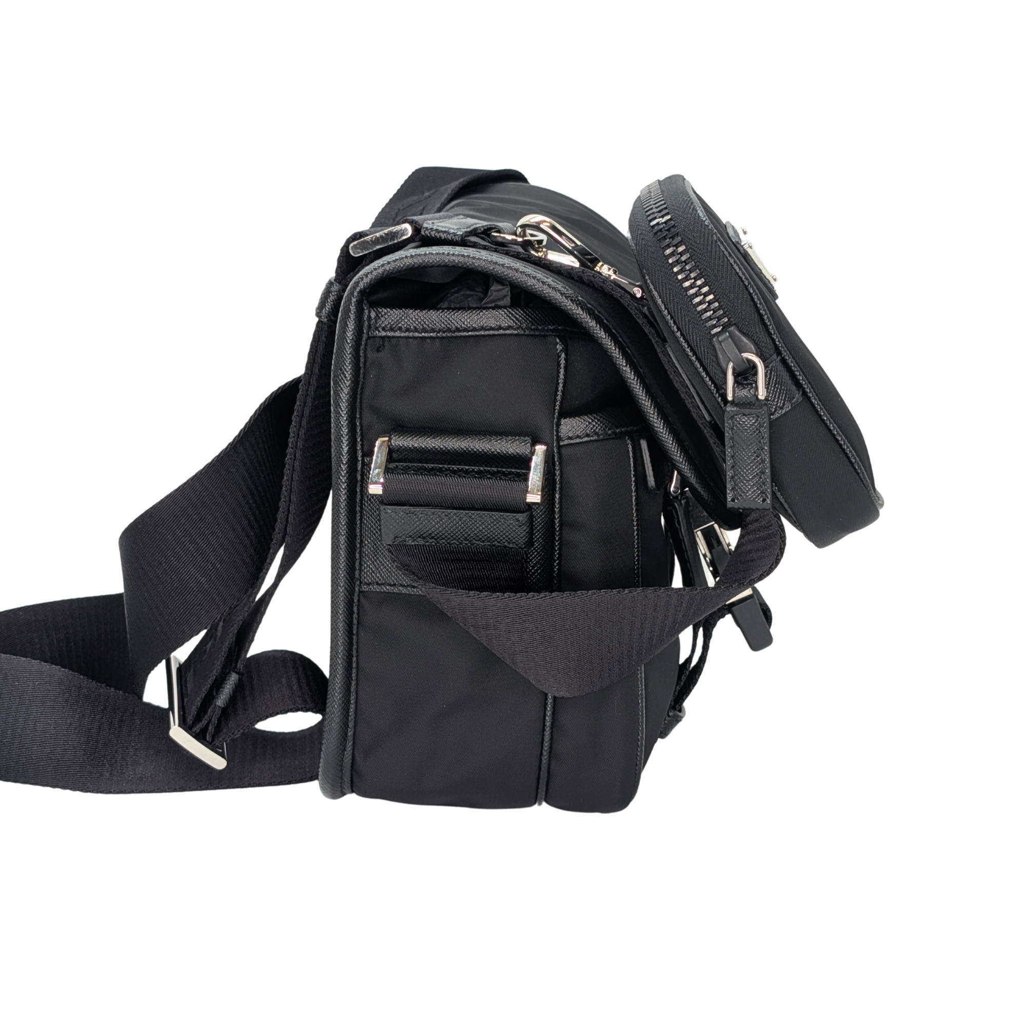 Prada Re-Nylon and Saffiano Leather Shoulder Bag Black