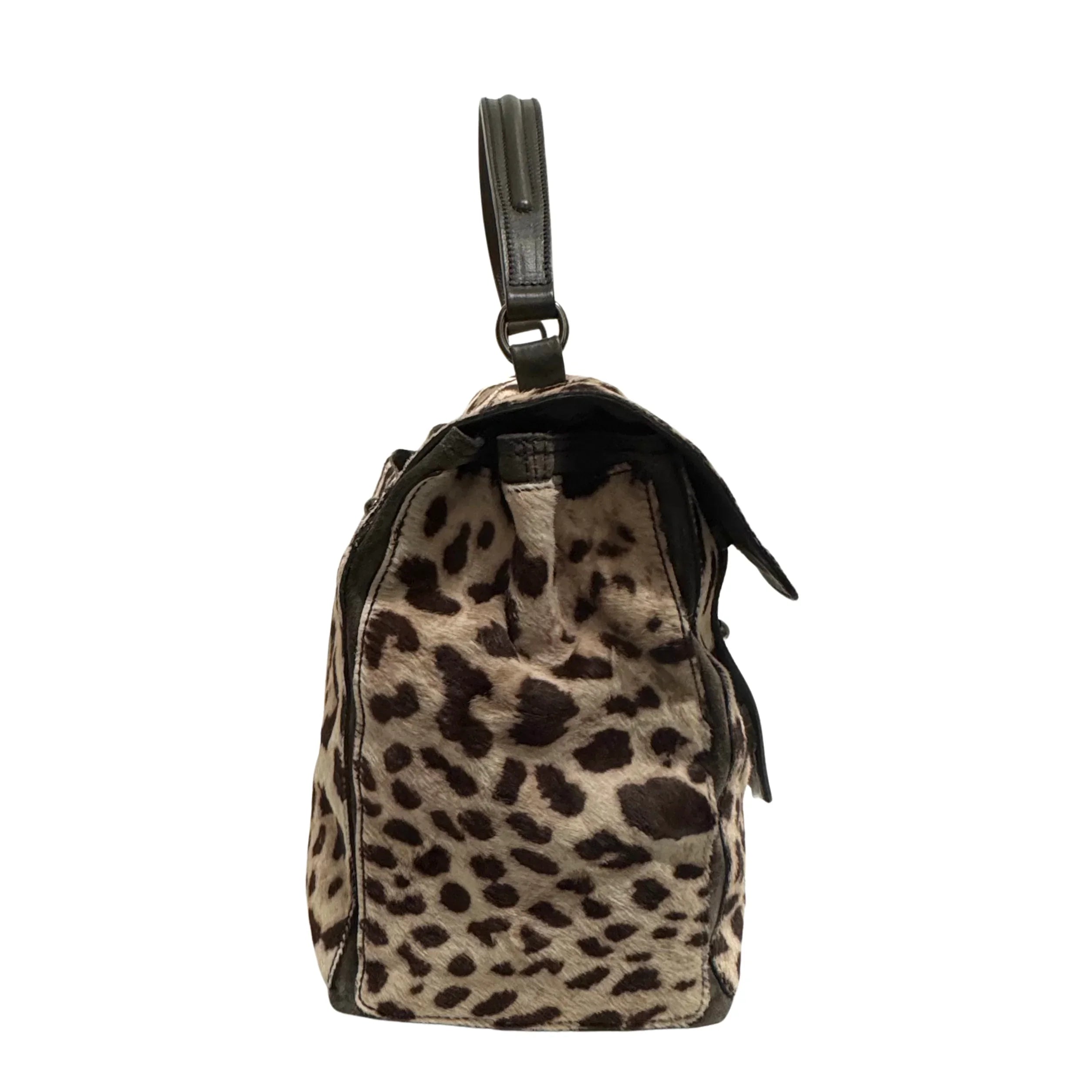 Yves Saint Laurent Ponyhair Top Handle Bag Leopard