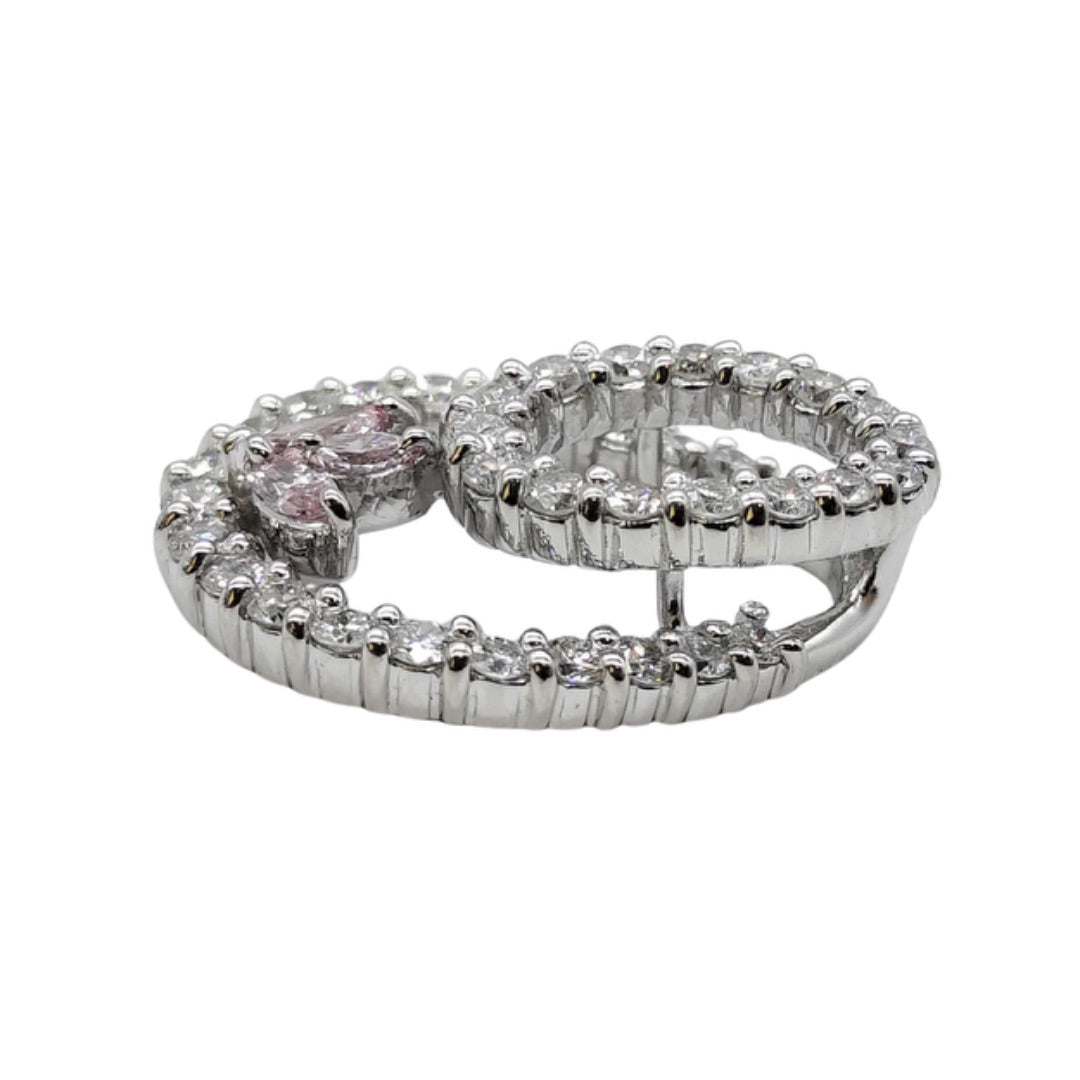 0.14ct Pink Diamond & 0.70ct White Diamond Platinum Double Teardrop Pendant