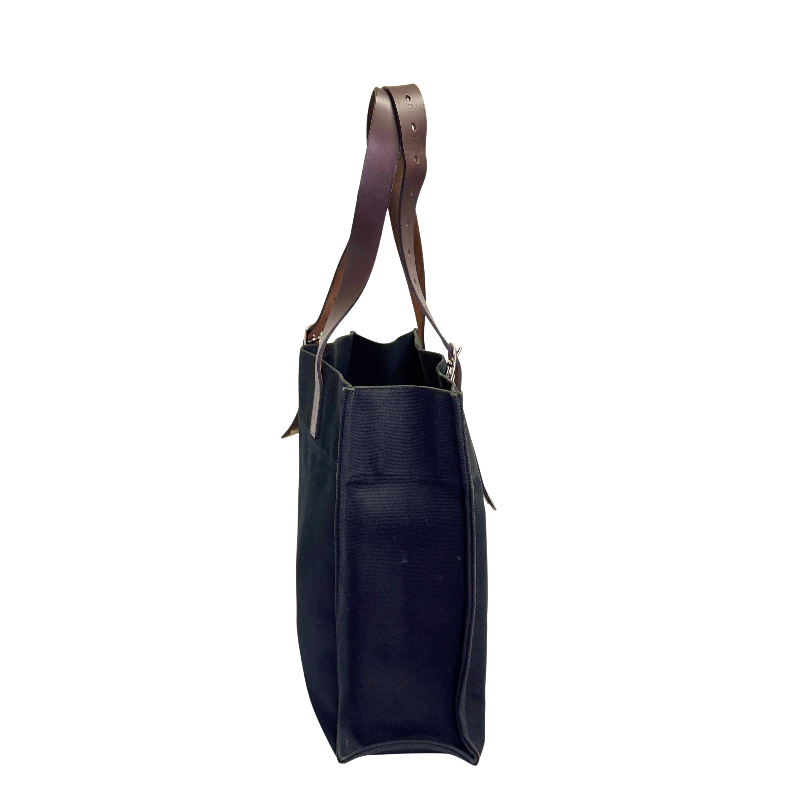 Hermés Etriviére Tote Bag Cotton Canvas Black