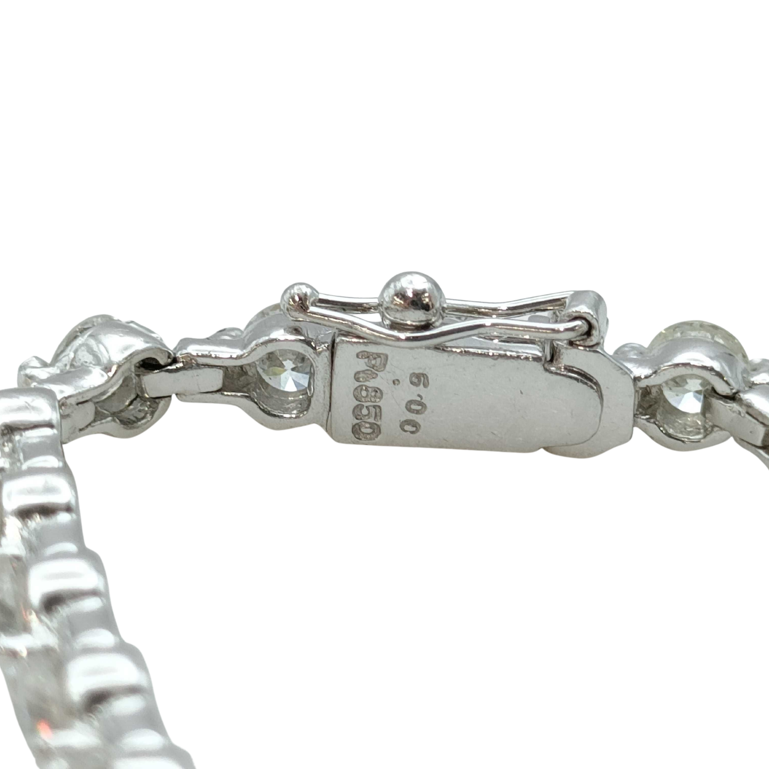 5.0ct Platinum Natural Round Brilliant Diamond Tennis Bracelet