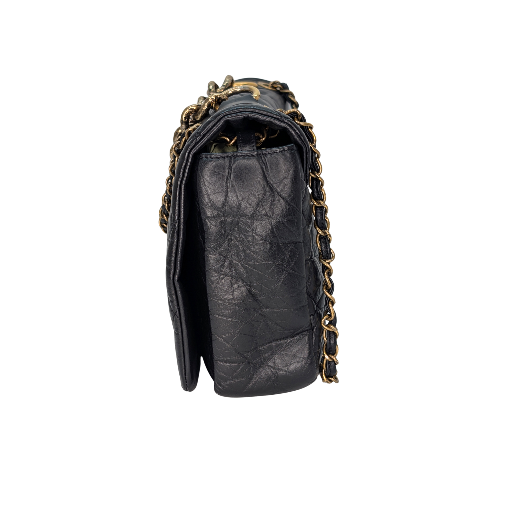 Chanel Pondicherry Flap Medium Handbag Leather Black