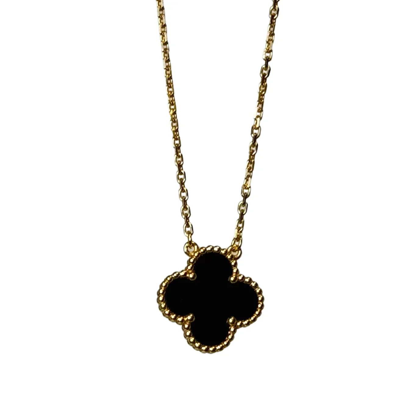 Van Cleef & Arpels Vintage Alhambra Onyx Pendant with 18K Gold - Lost Designer
