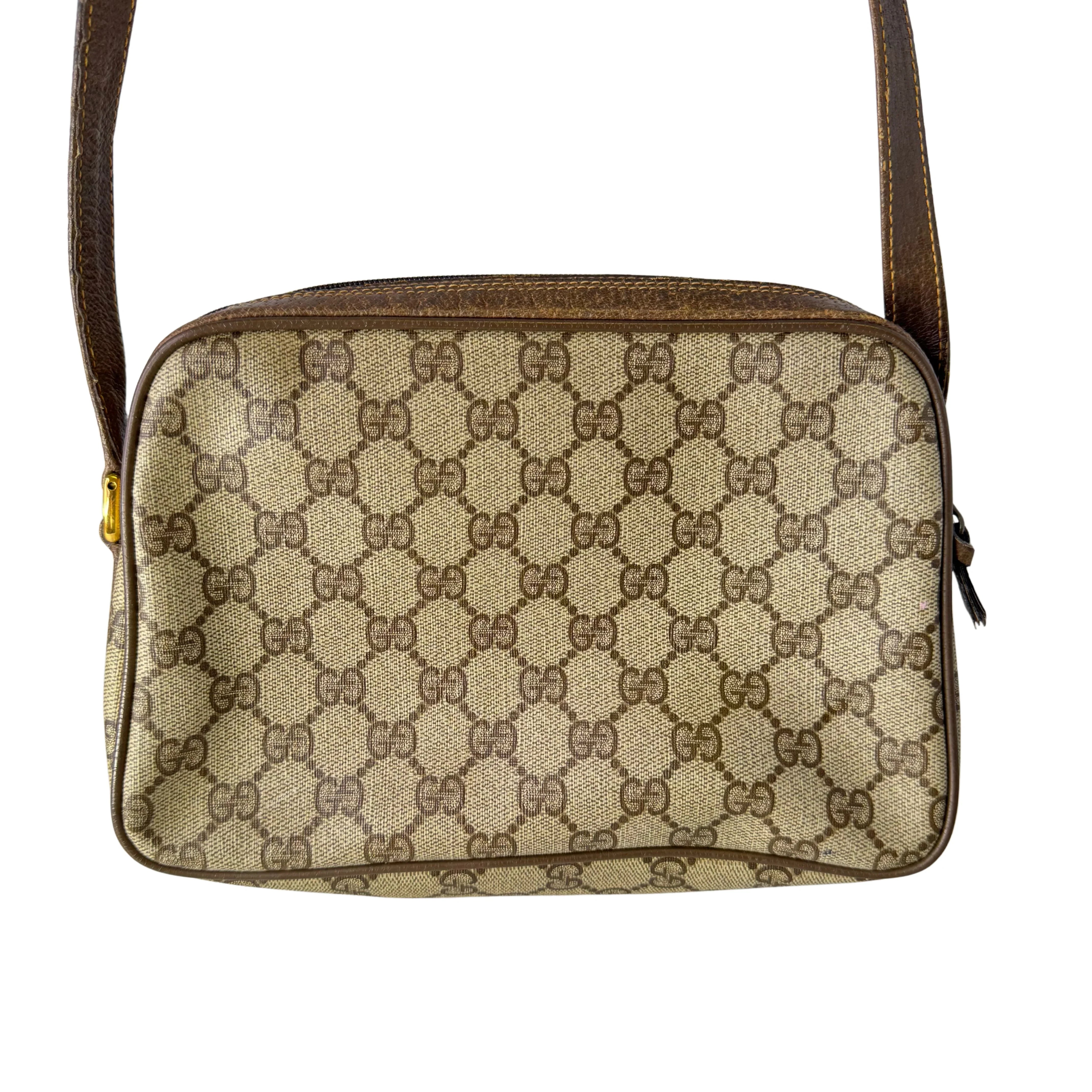 Gucci GG Supreme Crossbody Messenger Bag Beige - Lost Designer