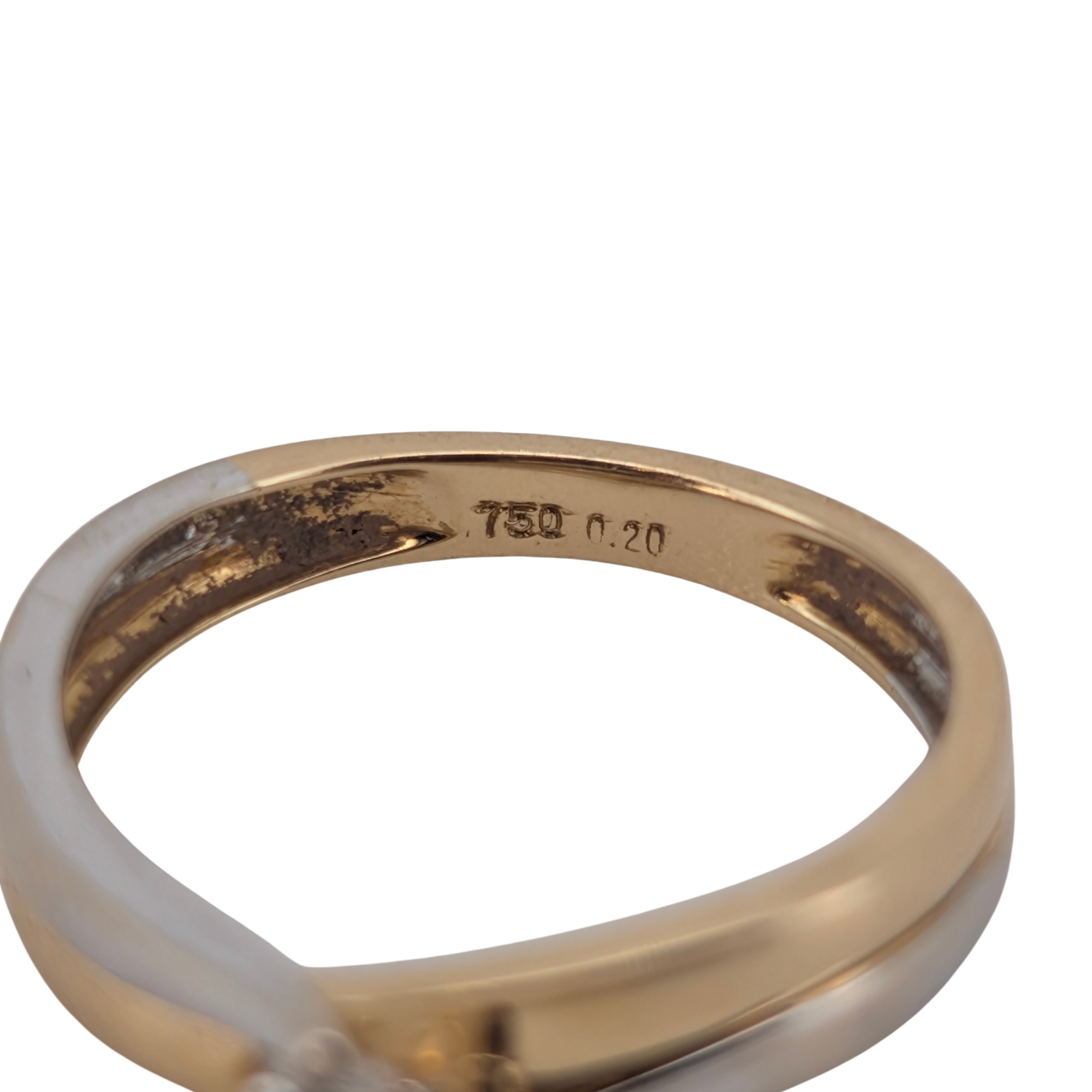 0.20Ct Natural Diamond Solitaire Ring In 18K Yellow & White Gold