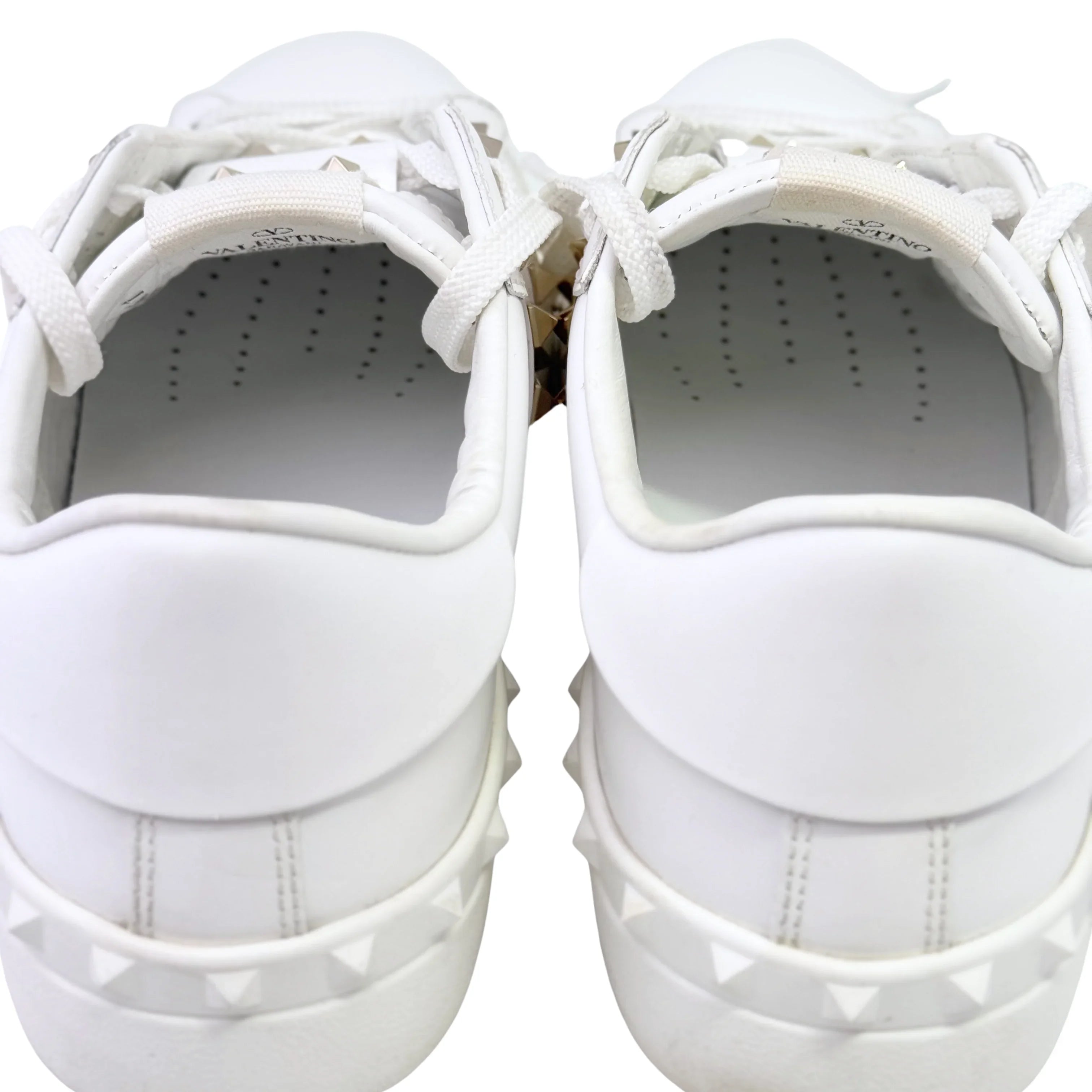 White Valentino RockStud Sneakers Women's 8 US - Lost Designer