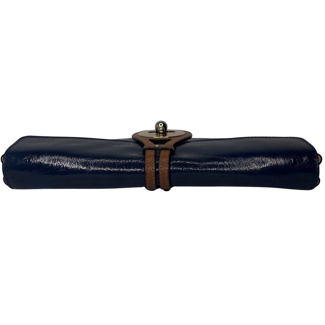 Chloé Turn Lock Patent Leather Clutch – Dark Blue Bag