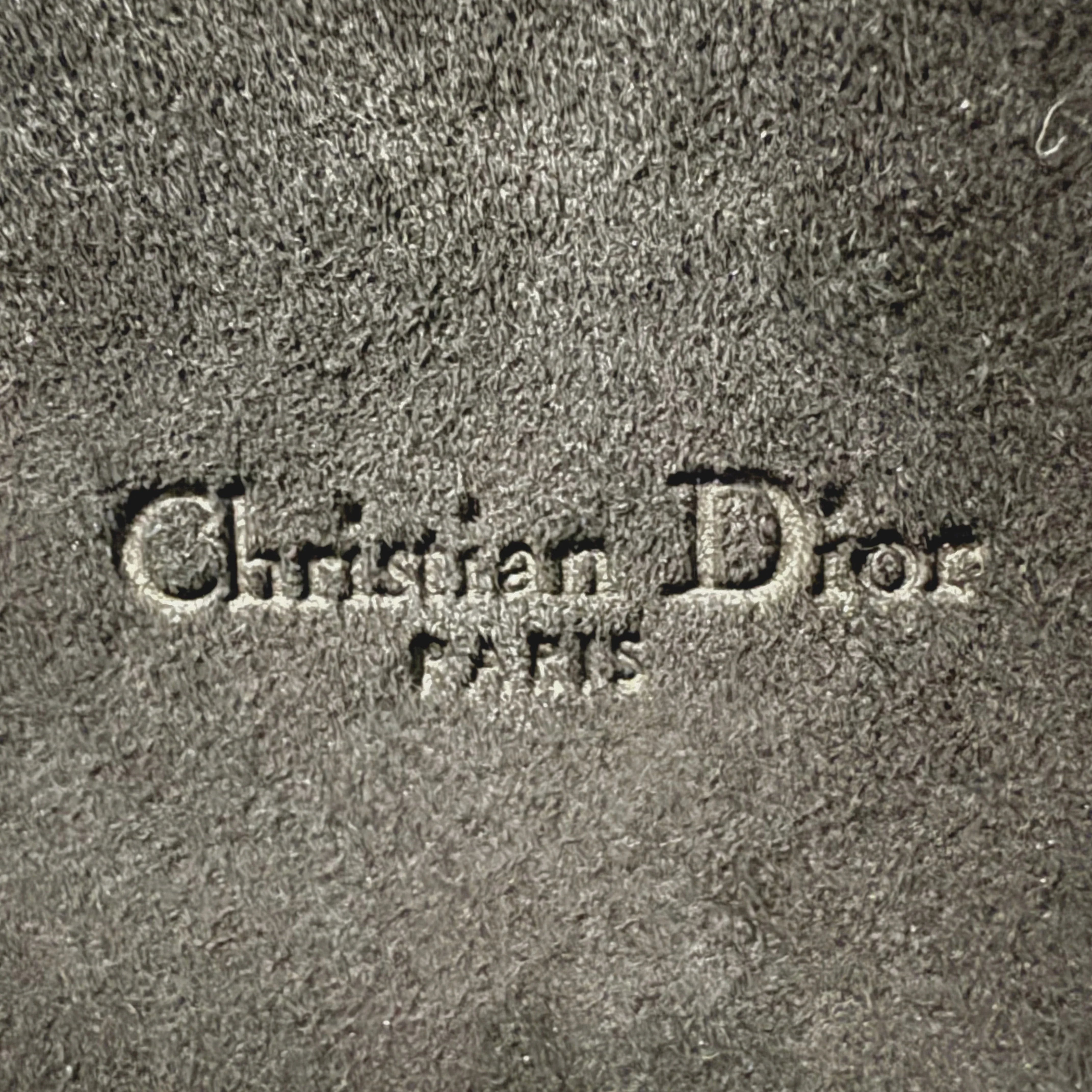 Christian Dior Caro Grained Leather Double Pouch Crossbody Bag Black