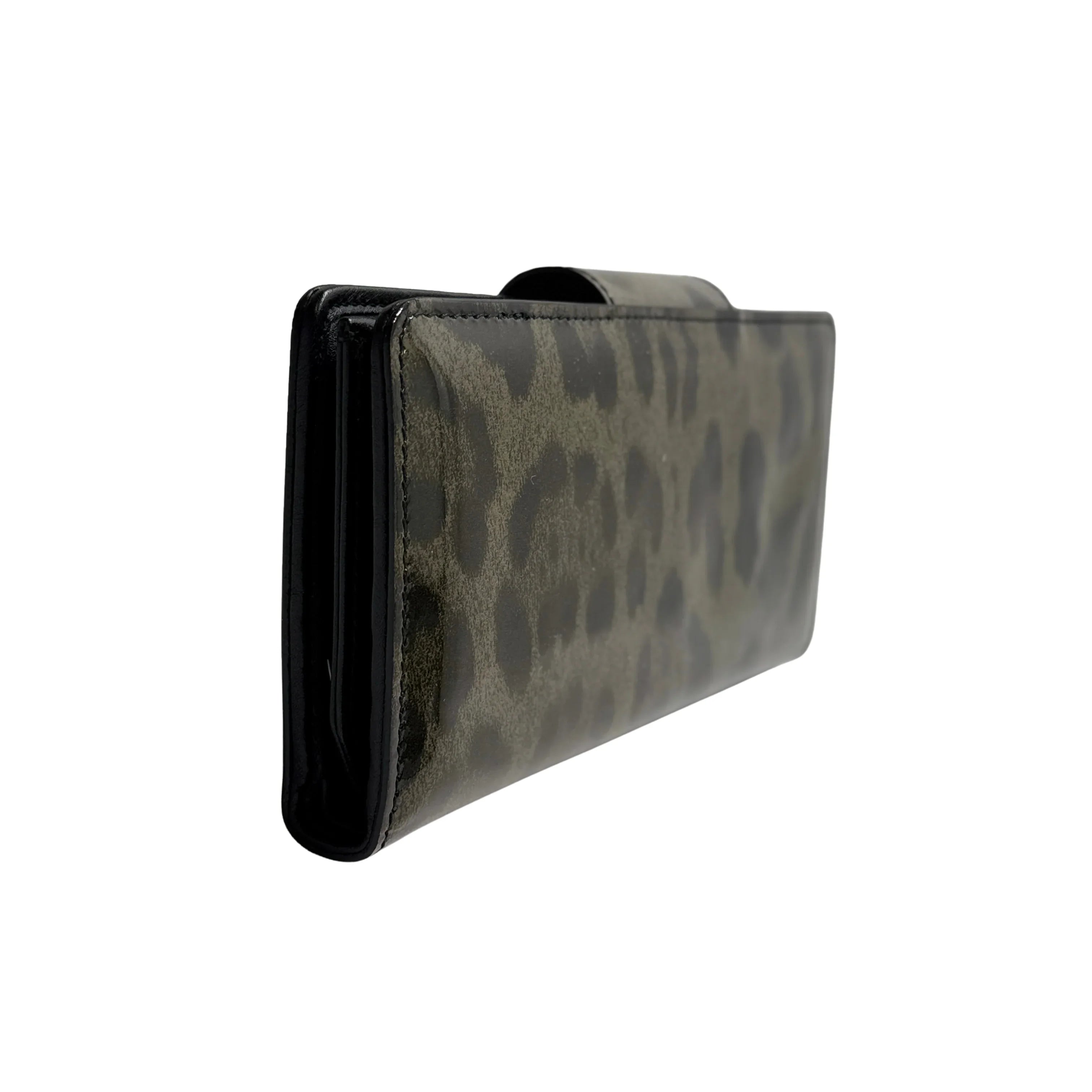 Dolce & Gabbana Leopard Print Leather Wallet Khaki - Lost Designer