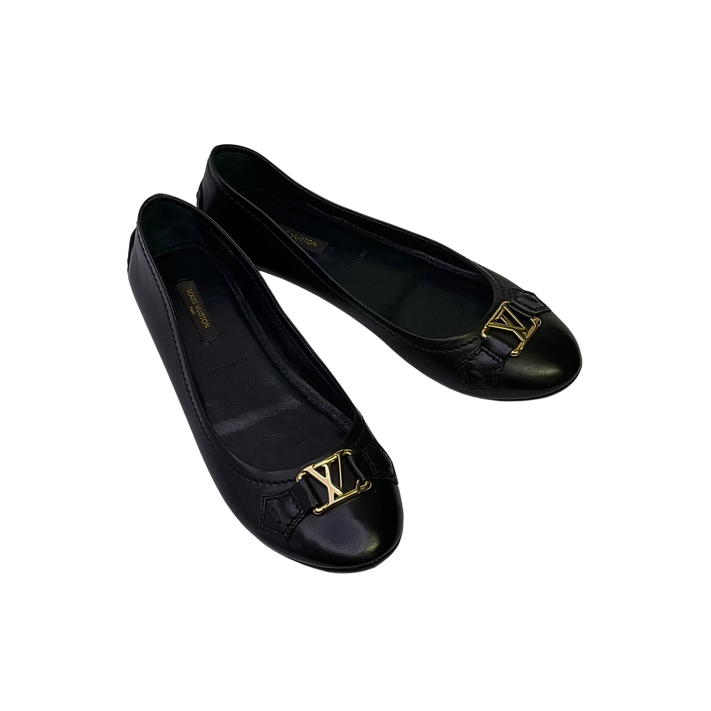 Louis Vuitton Leather Ballet Flats Black 37 - Lost Designer