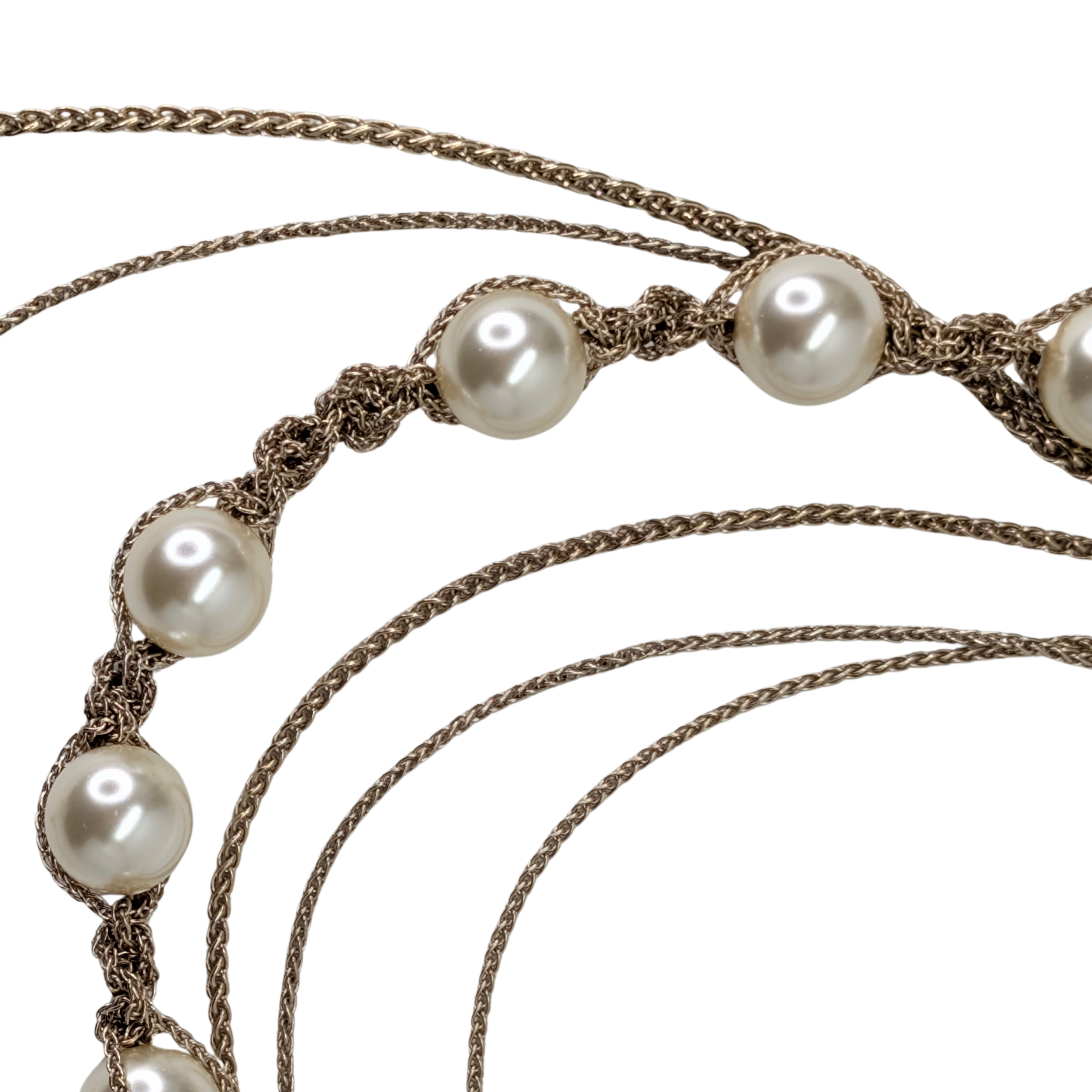 Chanel Faux Pearl & Strass CC Multi-Strand Chain Necklace