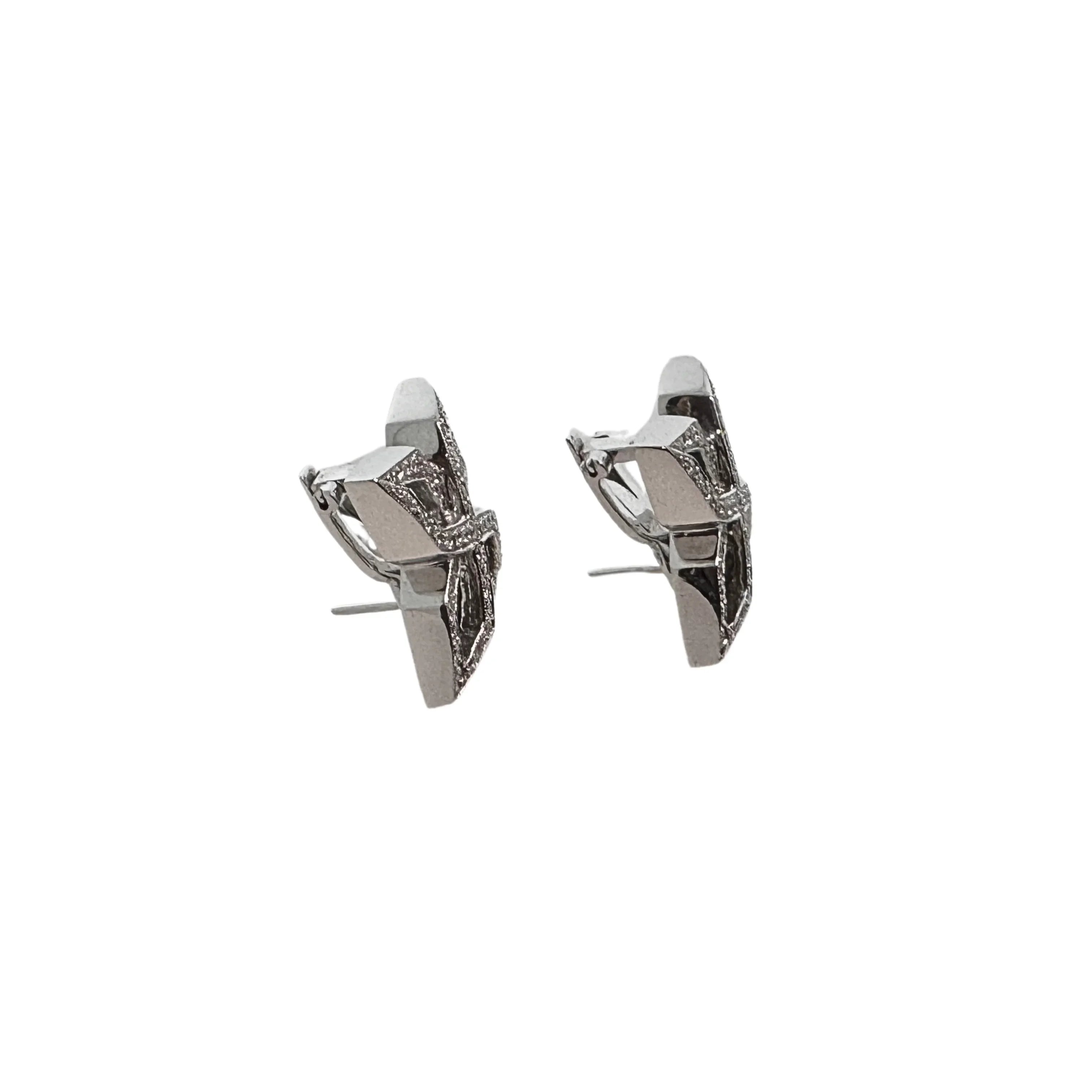 Anton Jewellery 18K White Gold Geometric Flower Diamond Stud Earrings 1.10ct