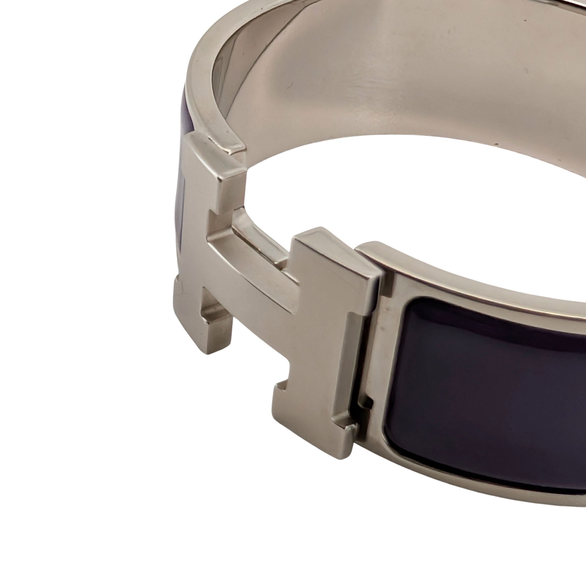 Hermès Clic Clac H Enamel Bracelet Purple