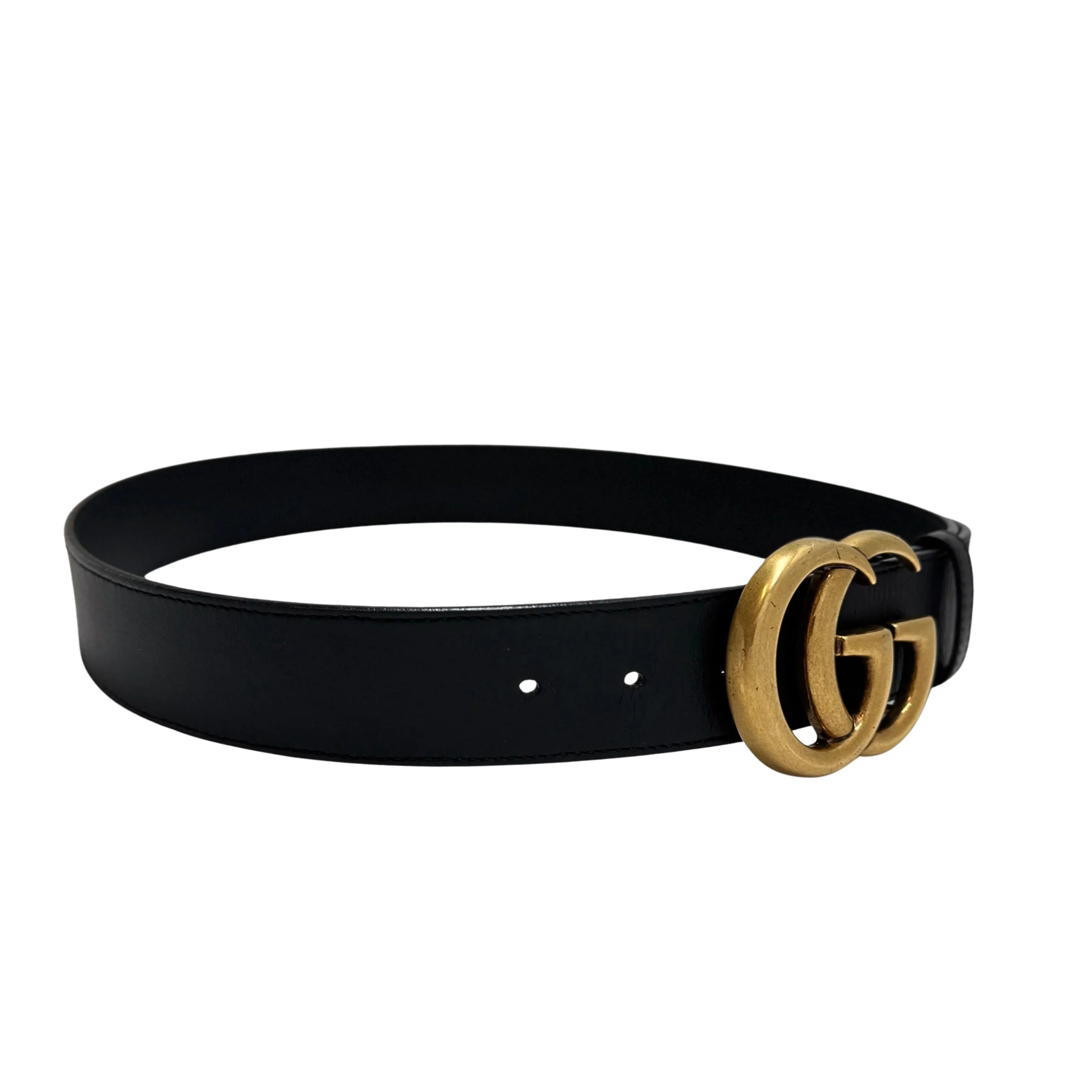 Gucci GG Marmont Wide Belt Leather Black 85/34 - Lost Designer