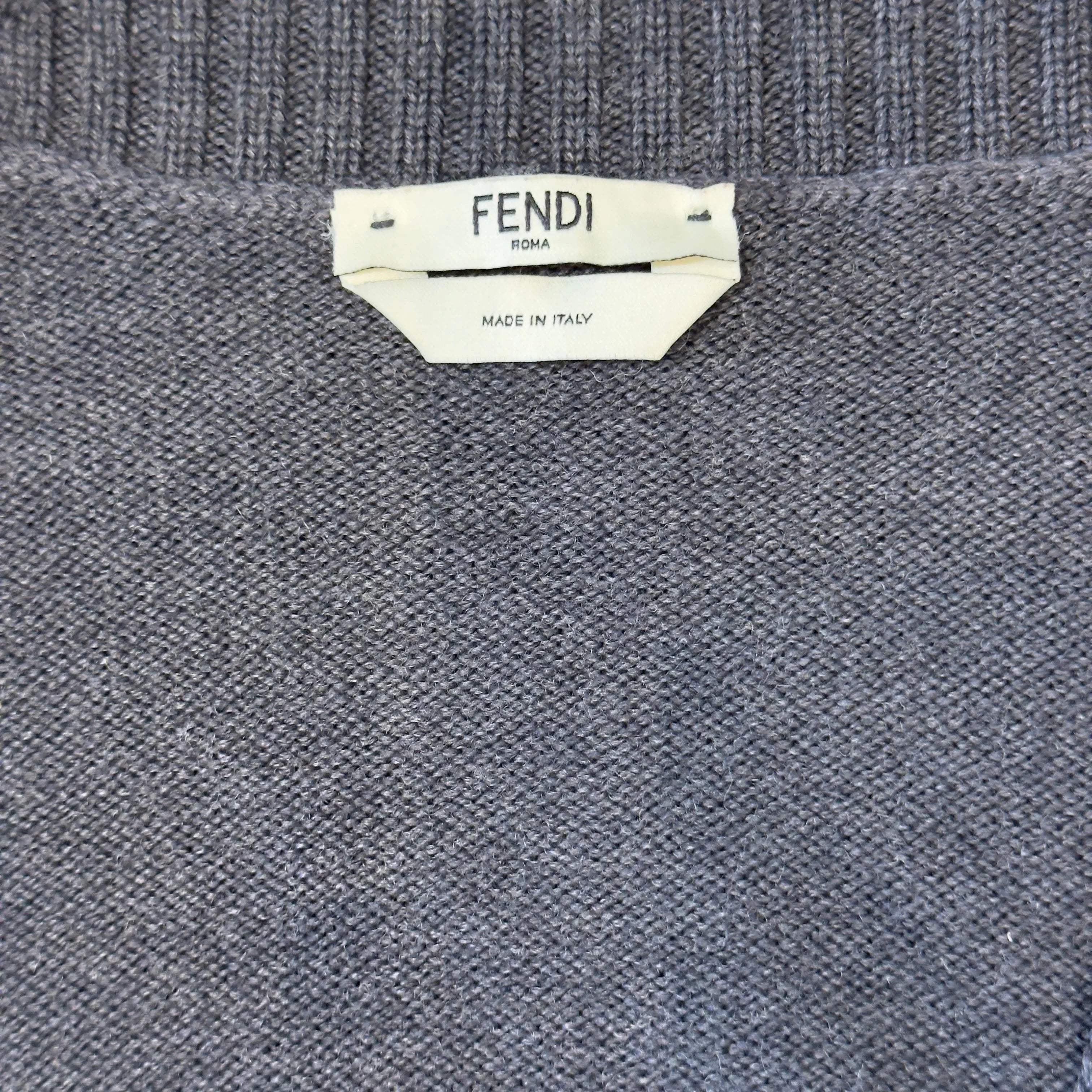 Fendi Roma Wool Cardigan Grey 42 - Lost Designer