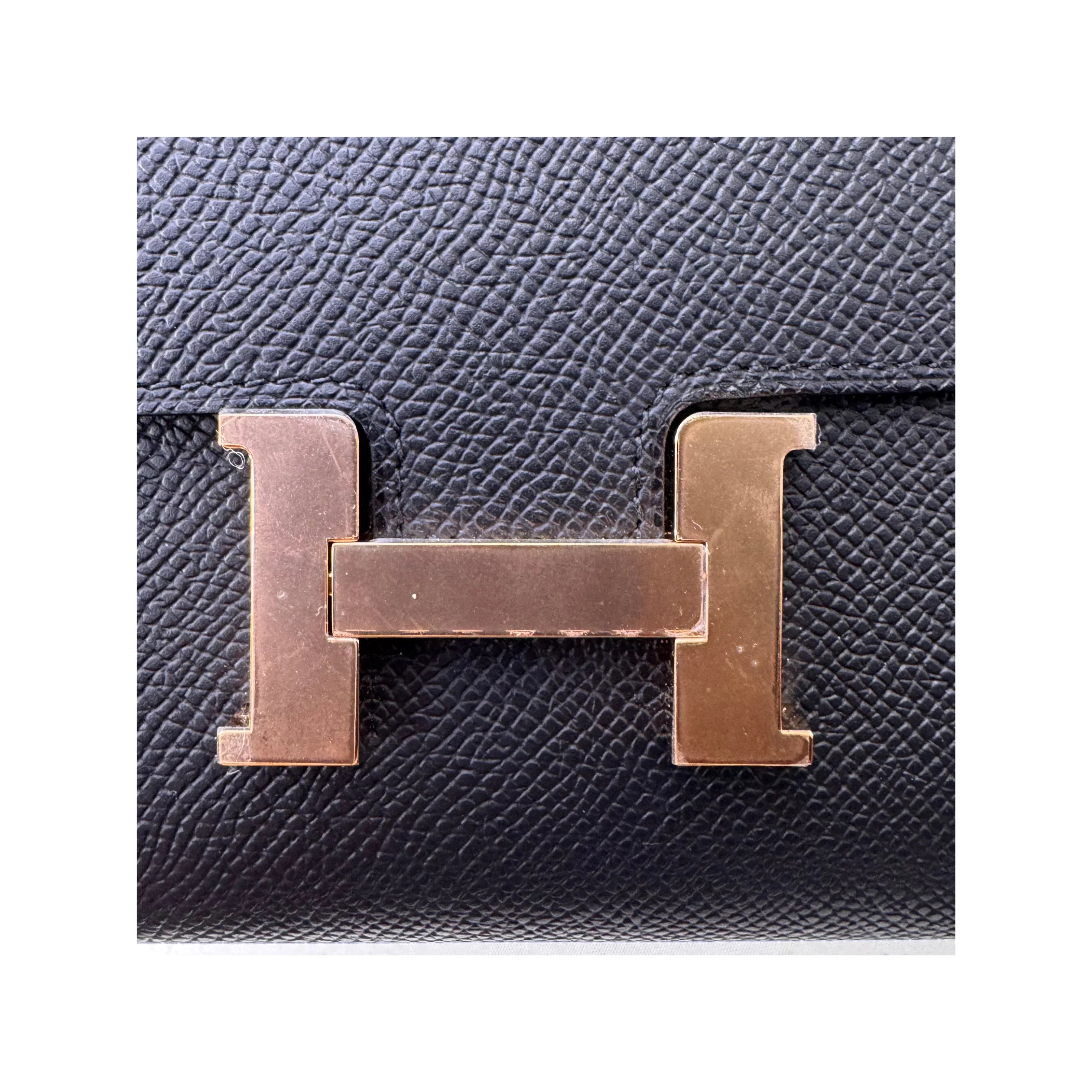 Hermes Epsom Constance To Go Black Wallet Crossbody Bag - Lost Designer