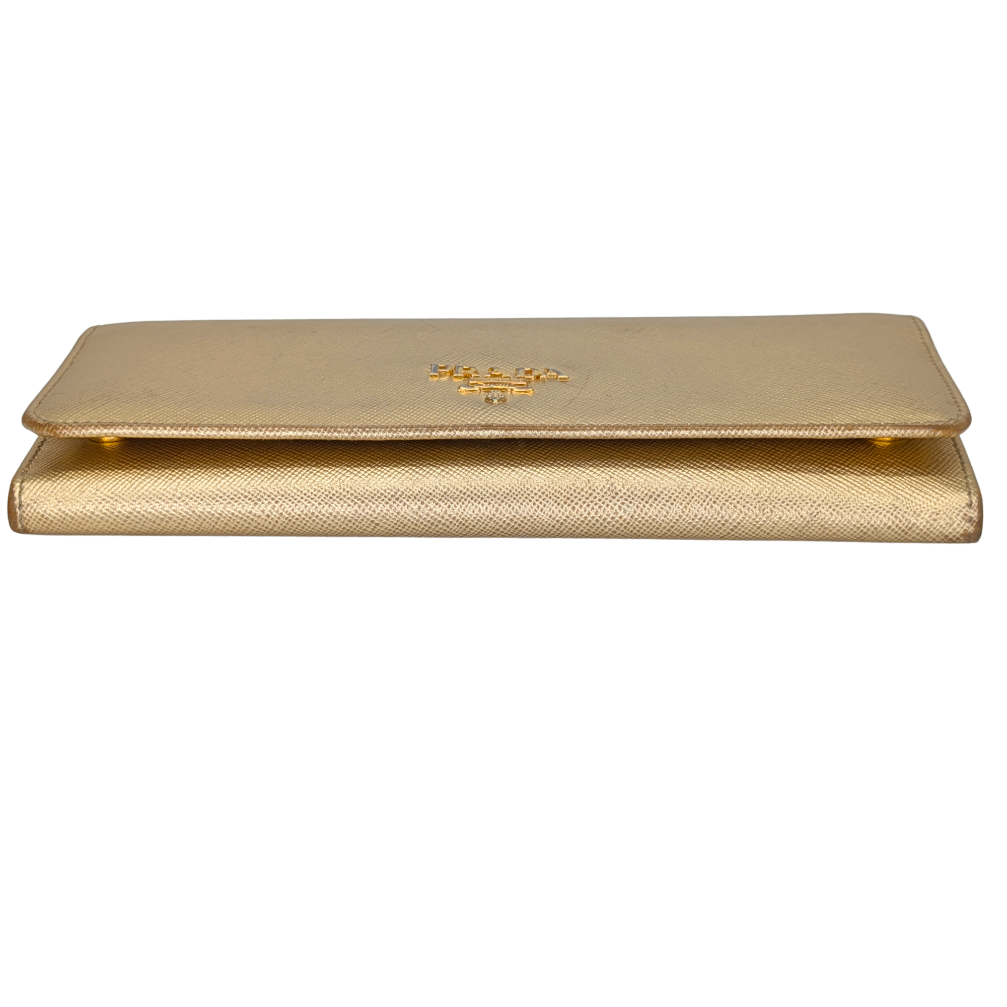Prada Saffiano Metal Continental Wallet Gold