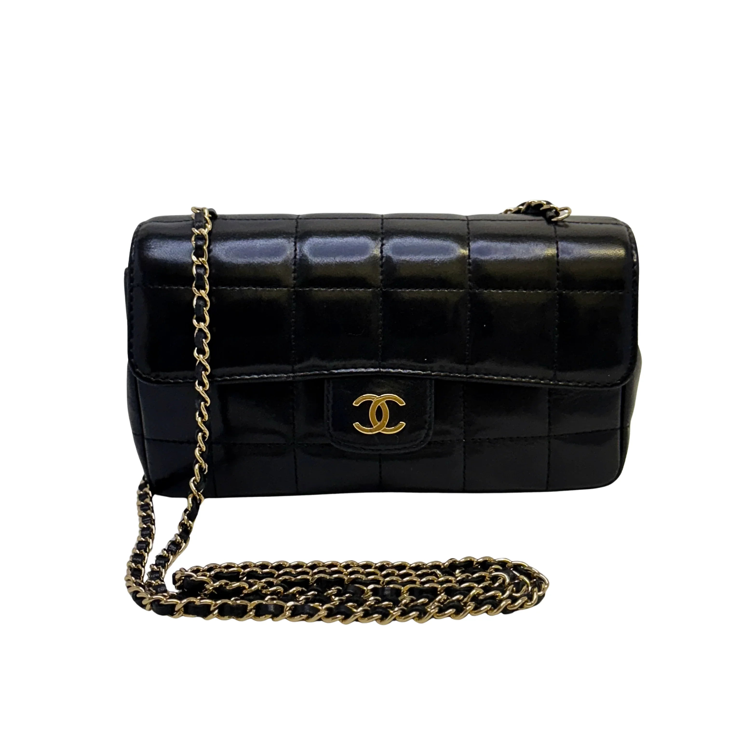 Chanel Bar Quilted Shoulder Bag Leather Black - Lost Designer