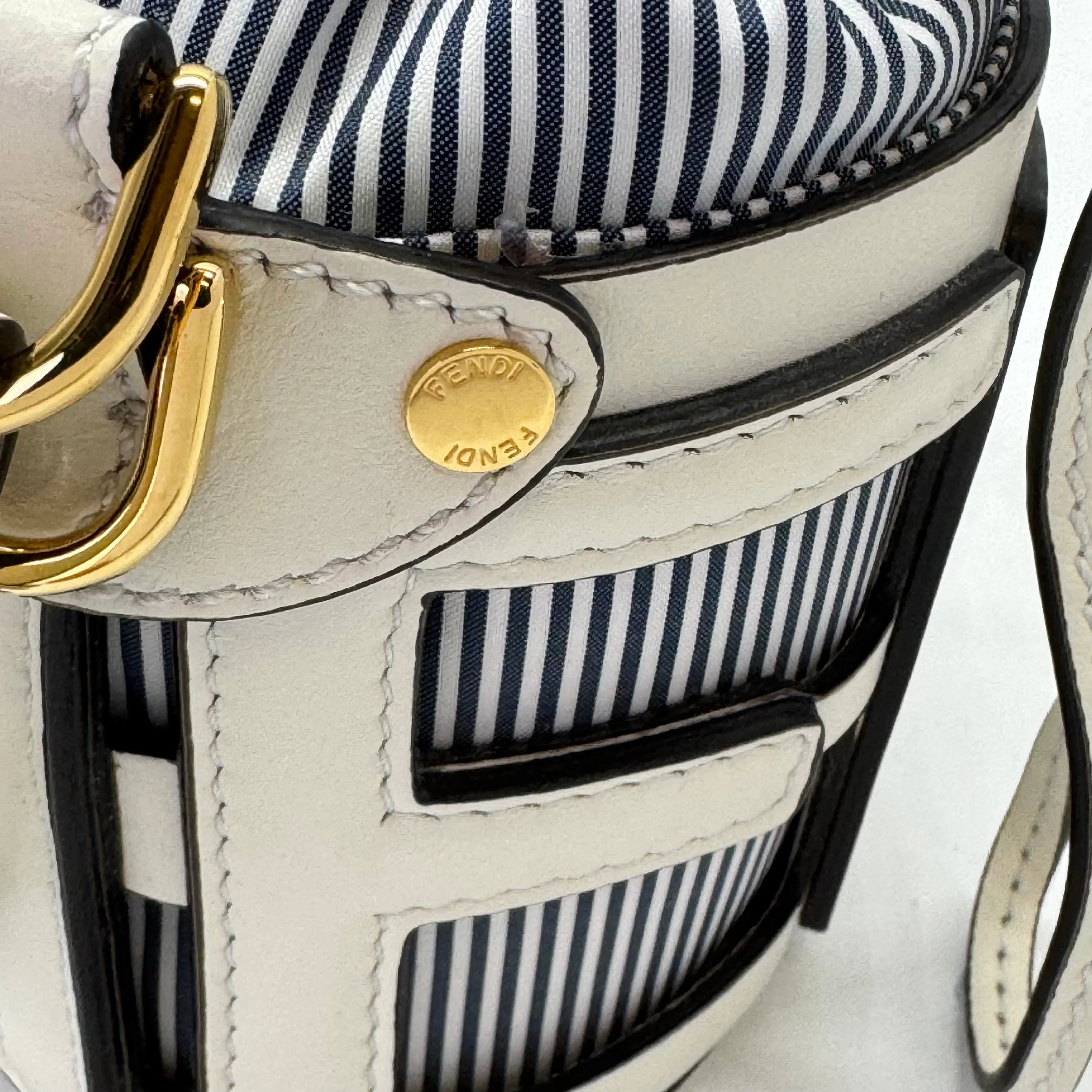 Fendi Nylon Vitello Step Out Bucket Shoulder Bag Beige Mini - Lost Designer