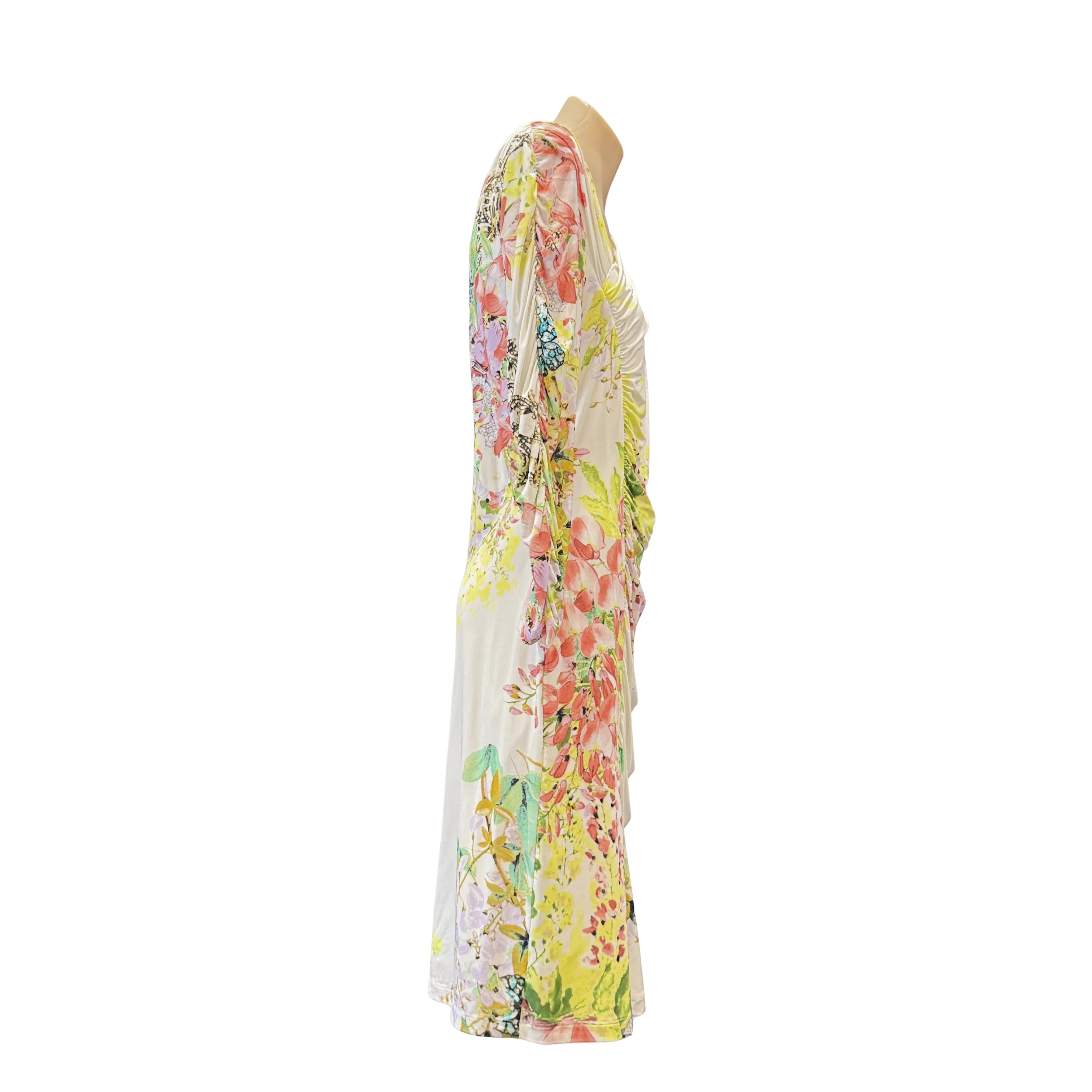 Roberto Cavalli Class Floral Dress 38 White Multicolour - Lost Designer