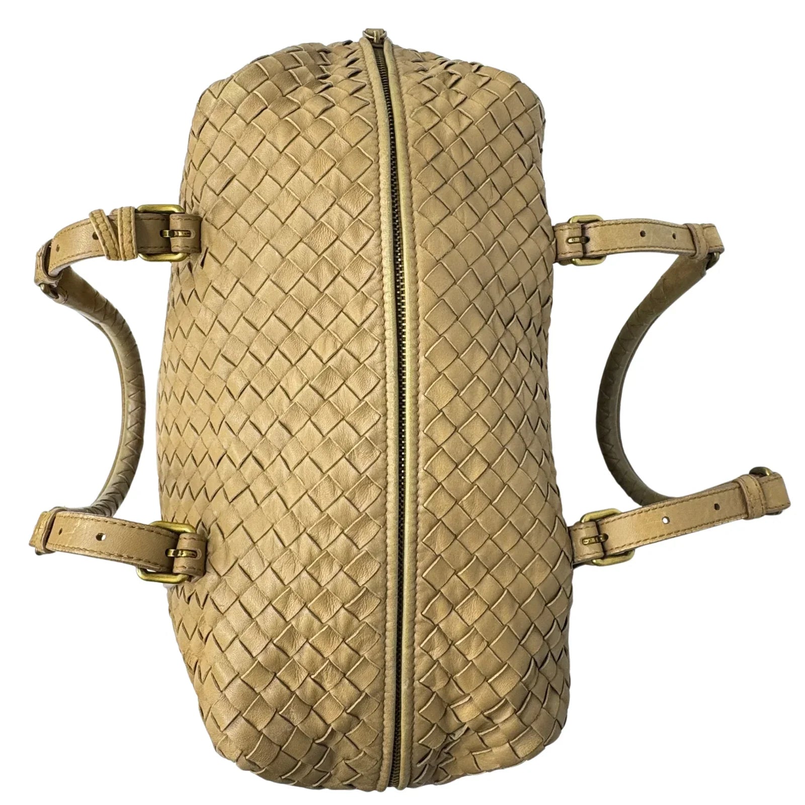 Bottega Veneta Nappa Intrecciato Padlock Montaigne Moutarde Beige Bag