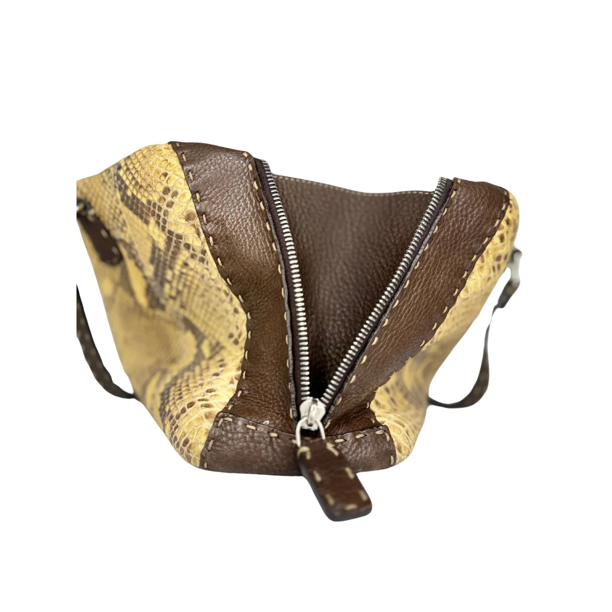 Fendi Selleria Snakeskin Leather Shoulder Bag - Lost Designer