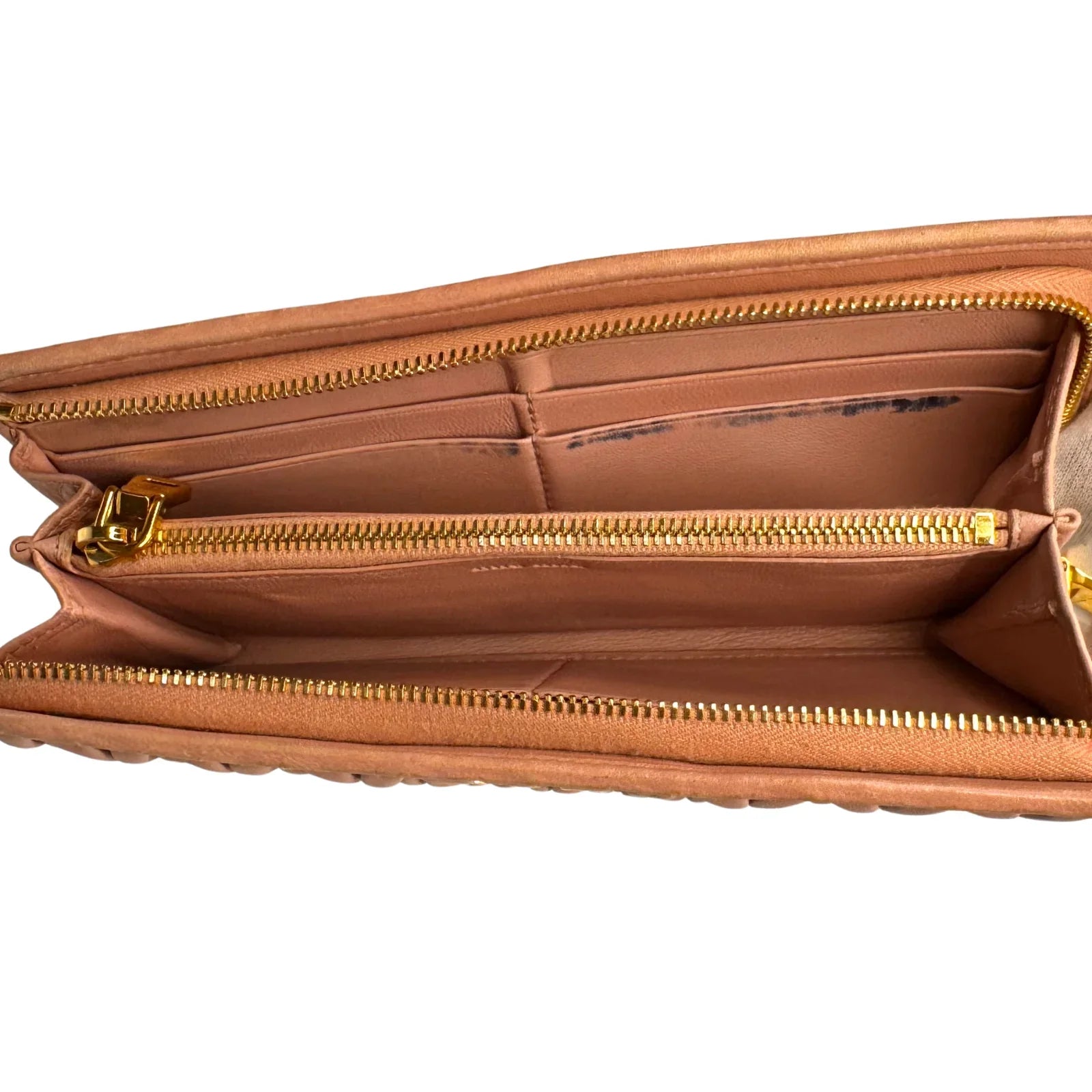 Miu Miu Matelassé Zip Around Wallet – Powdered Pink