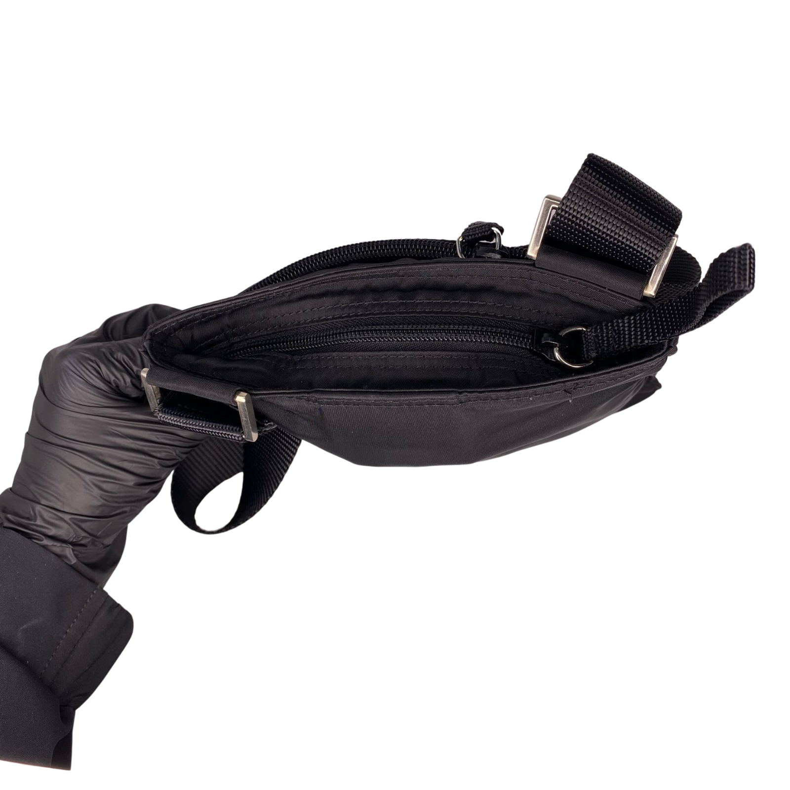 Prada Black Nylon Crossbody Messenger Black Bag