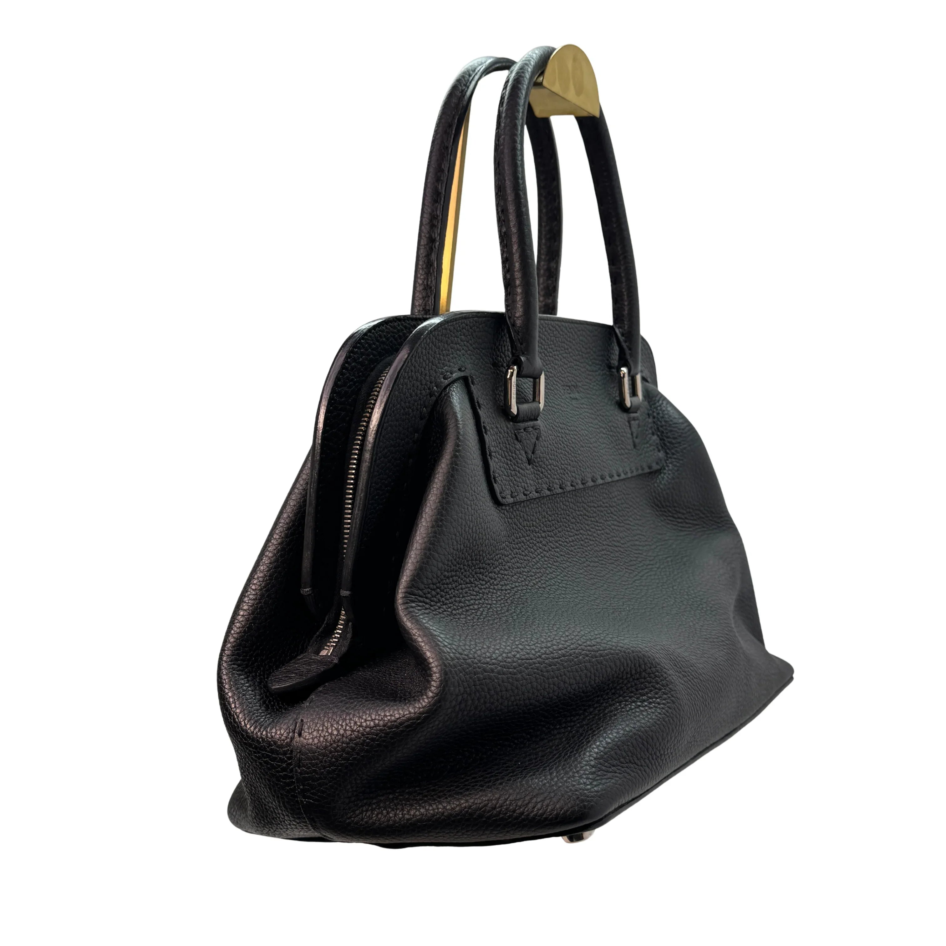 Fendi Cuoio Romano Selleria Adele 1328 Bag Black - Lost Designer