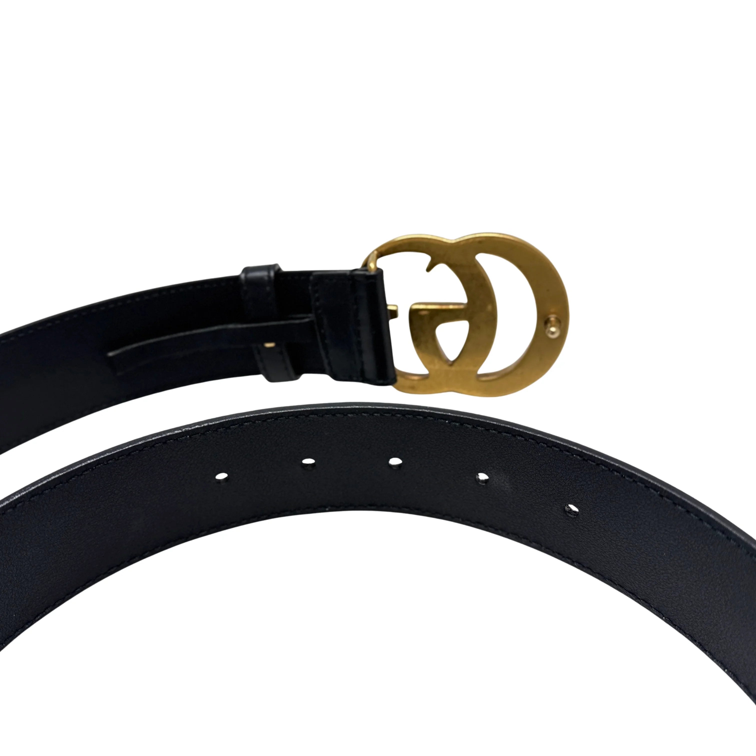 Gucci GG Marmont Wide Belt Leather Black 85/34 - Lost Designer