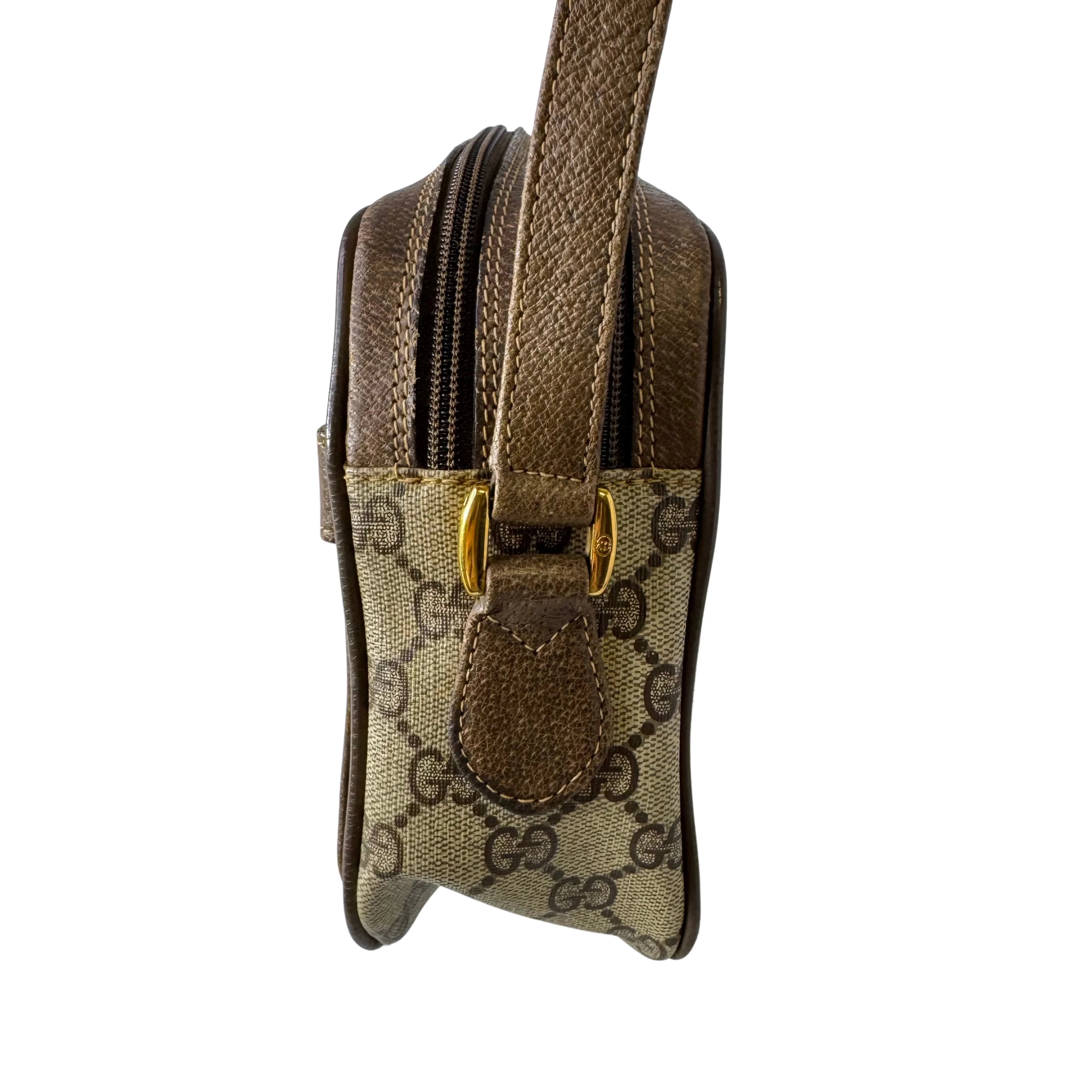 Gucci GG Supreme Crossbody Messenger Bag Beige - Lost Designer