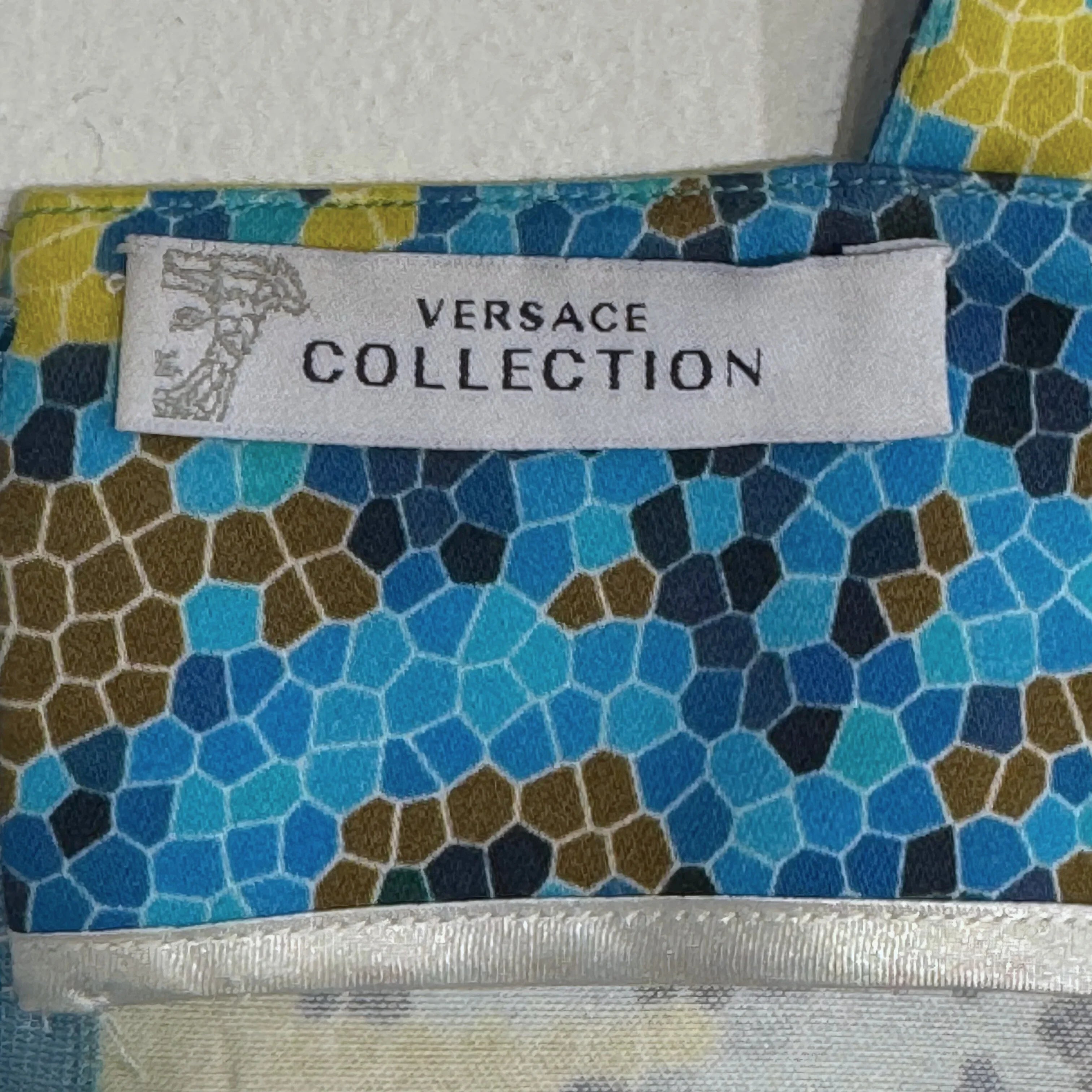 Versace Yellow x Blue Baroque Print Sleeveless Sheath Dress Size 42