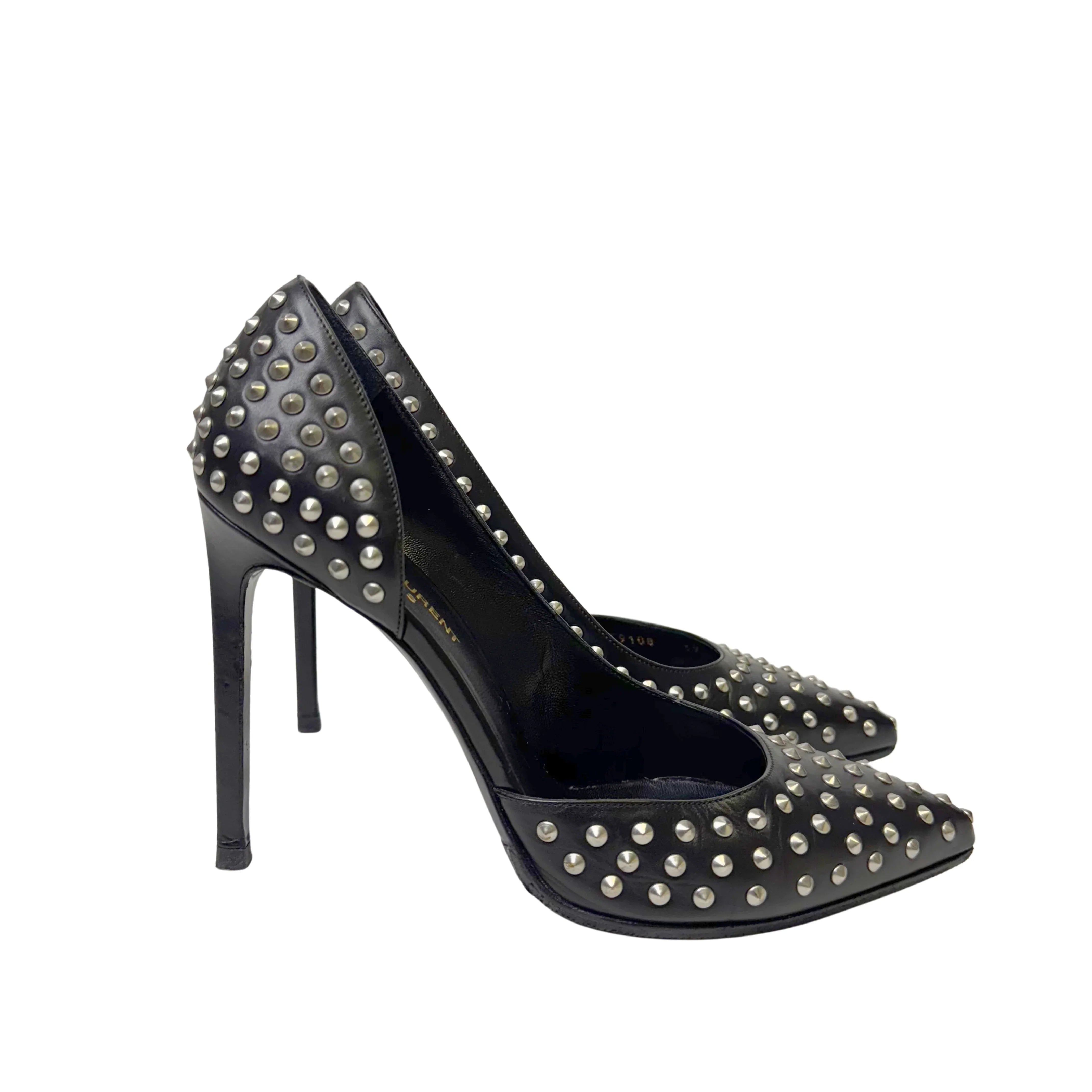 Yves Saint Laurent Leather Printed Rock stud D'Orsay Pumps