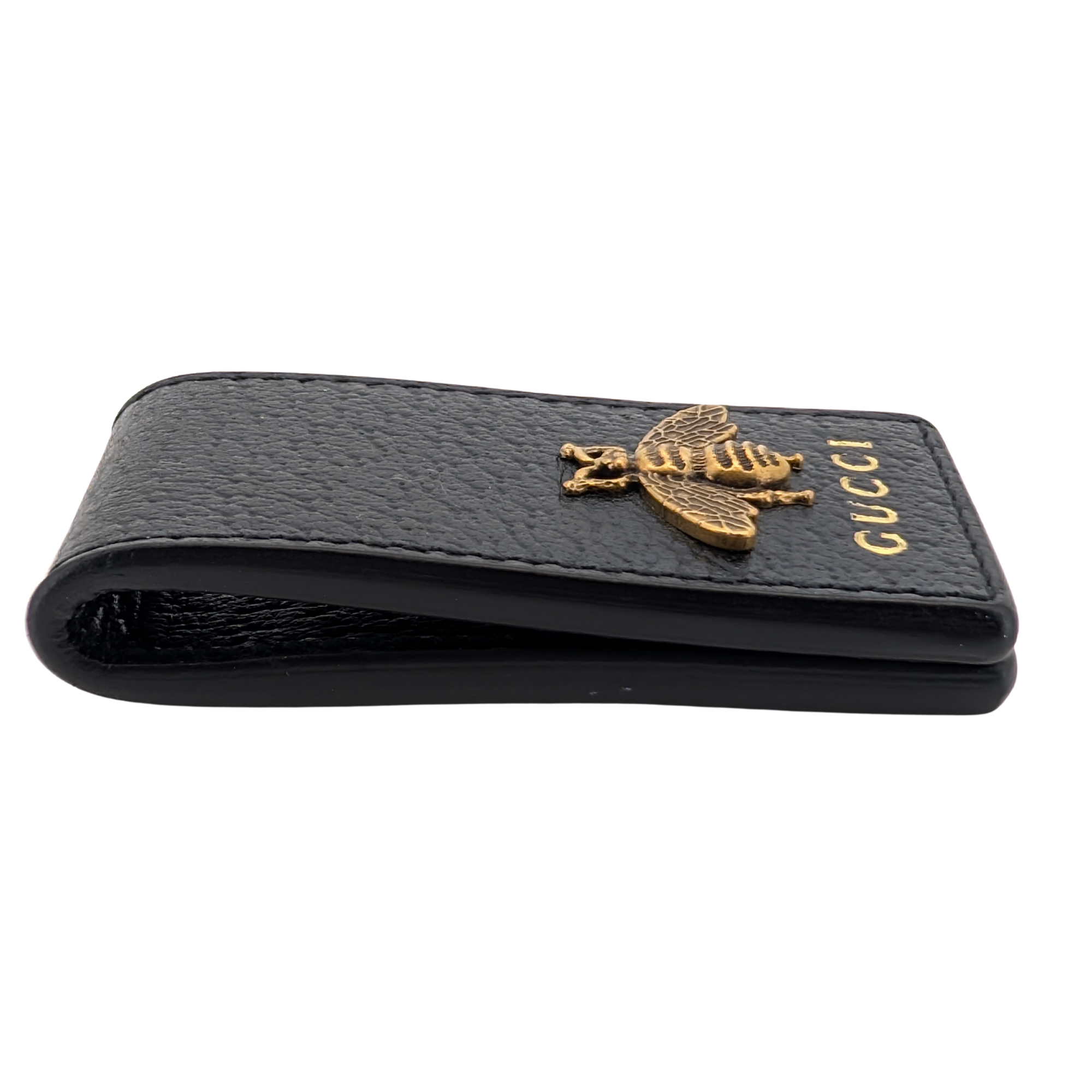 Gucci Animalier Bee Leather Money Clip Black